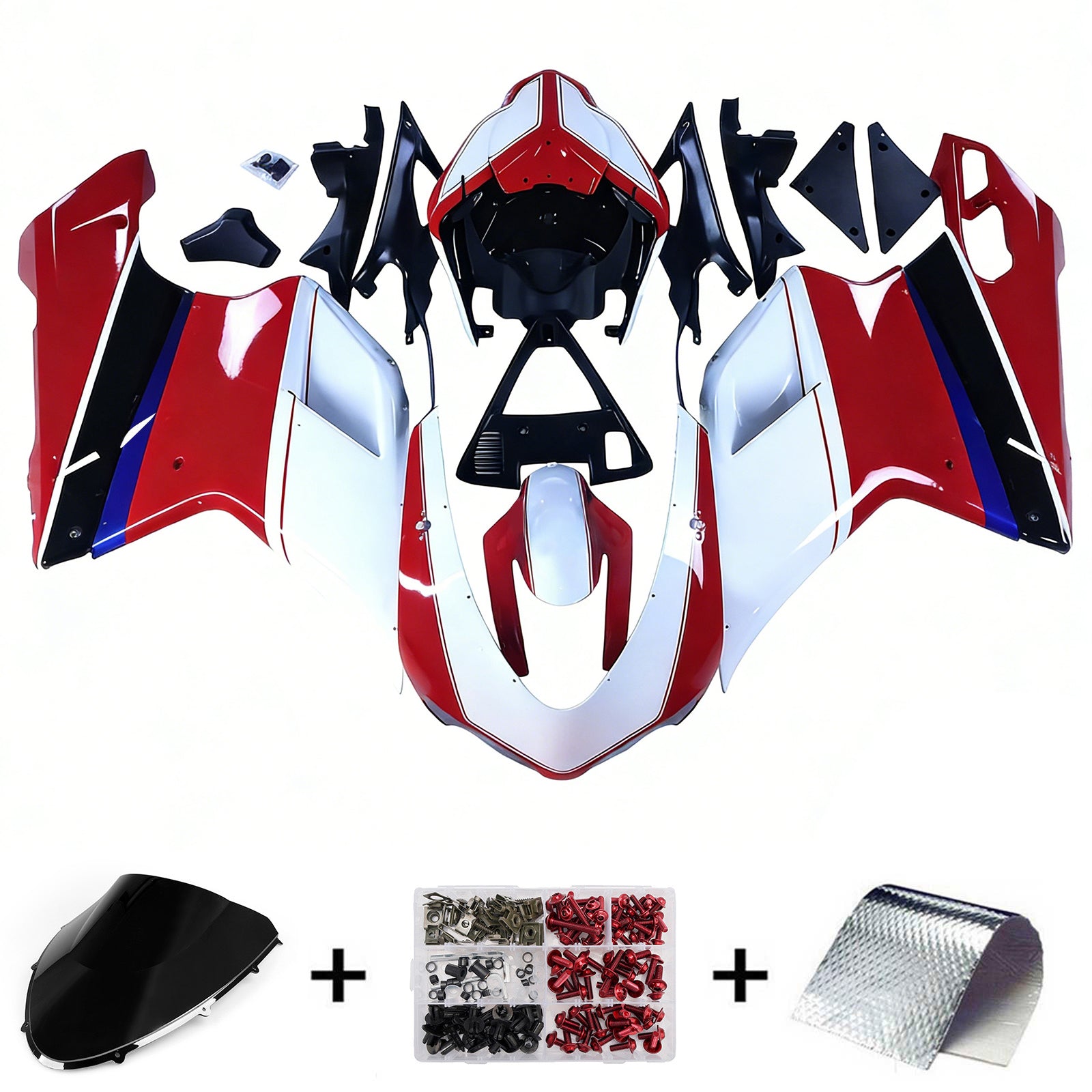 Amotopart Ducati 1098/1198/848 2007-2012 Red Xerox Bodywork Fairing ABS Forma wtryskowa 4 # Generic
