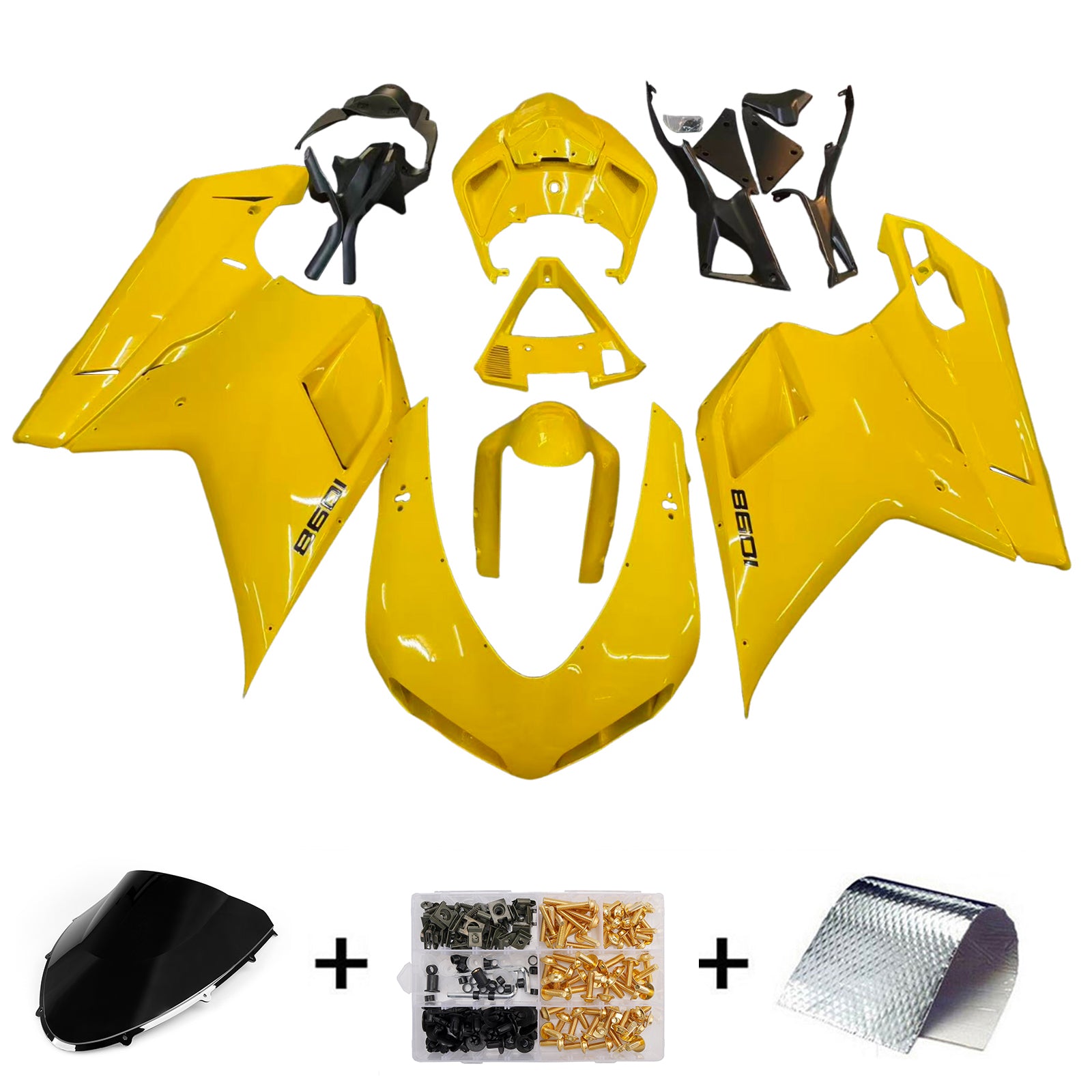 Amotopart Ducati 1098/1198/848 2007-2012 Carrosserie Fairing Rumeno zlato oblikovanje z injiciranjem abs 11 # generično