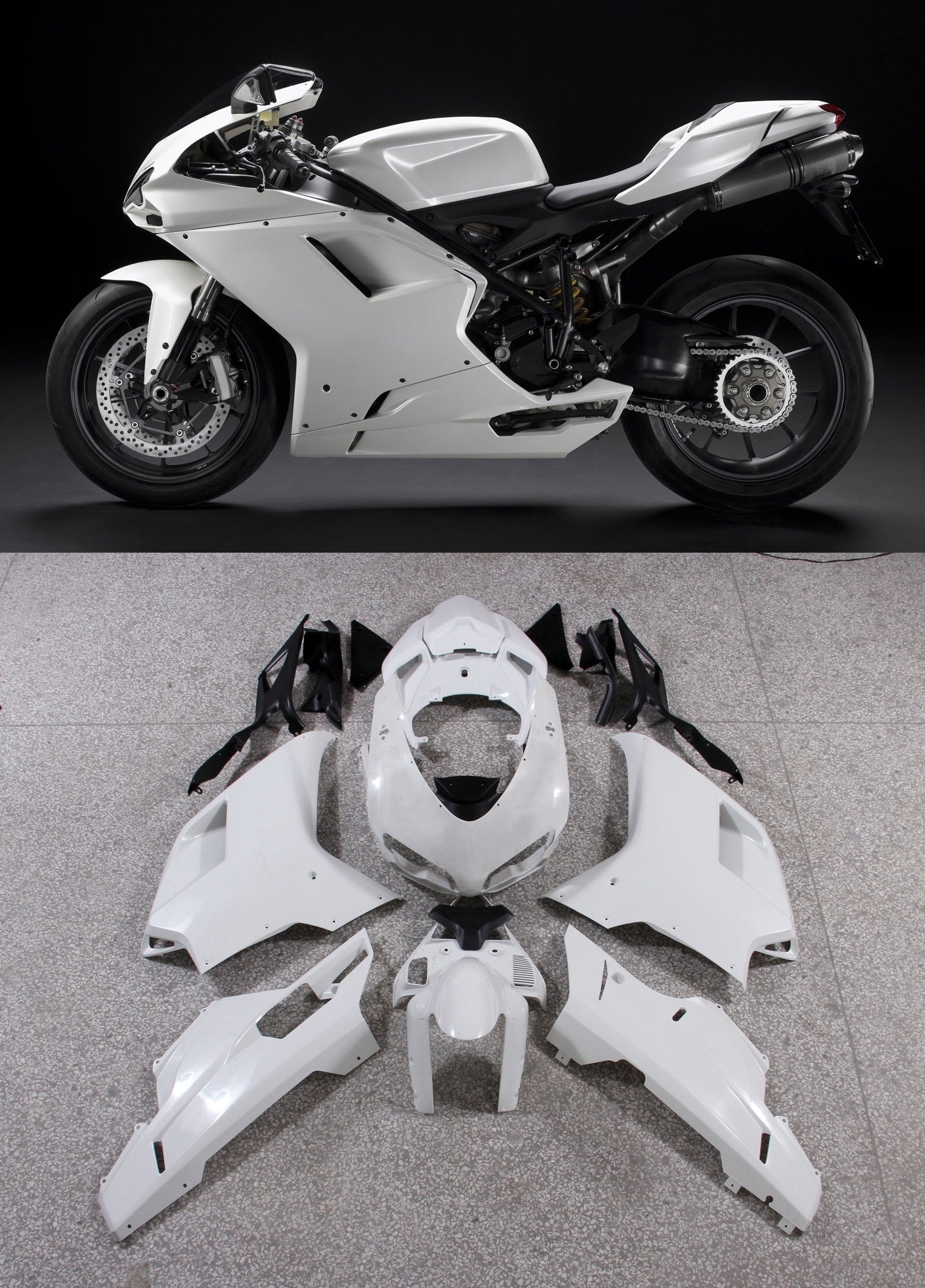 Amotopart Ducati 1098/1198/848 2007-2012 Carrozzeria Bianca ABS Carena Stampo Iniezione 13# Generico
