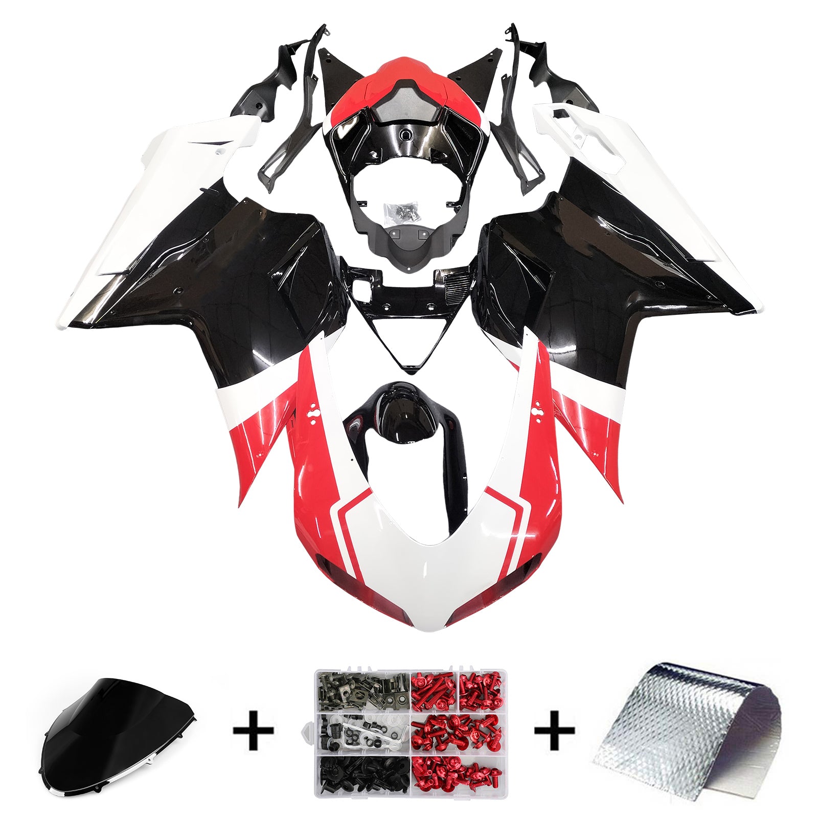 Amotopart Ducati 1098/1198/848 2007-2011 Rouge Noir Carrosserie Carénage ABS Injection Moule 16 # Générique