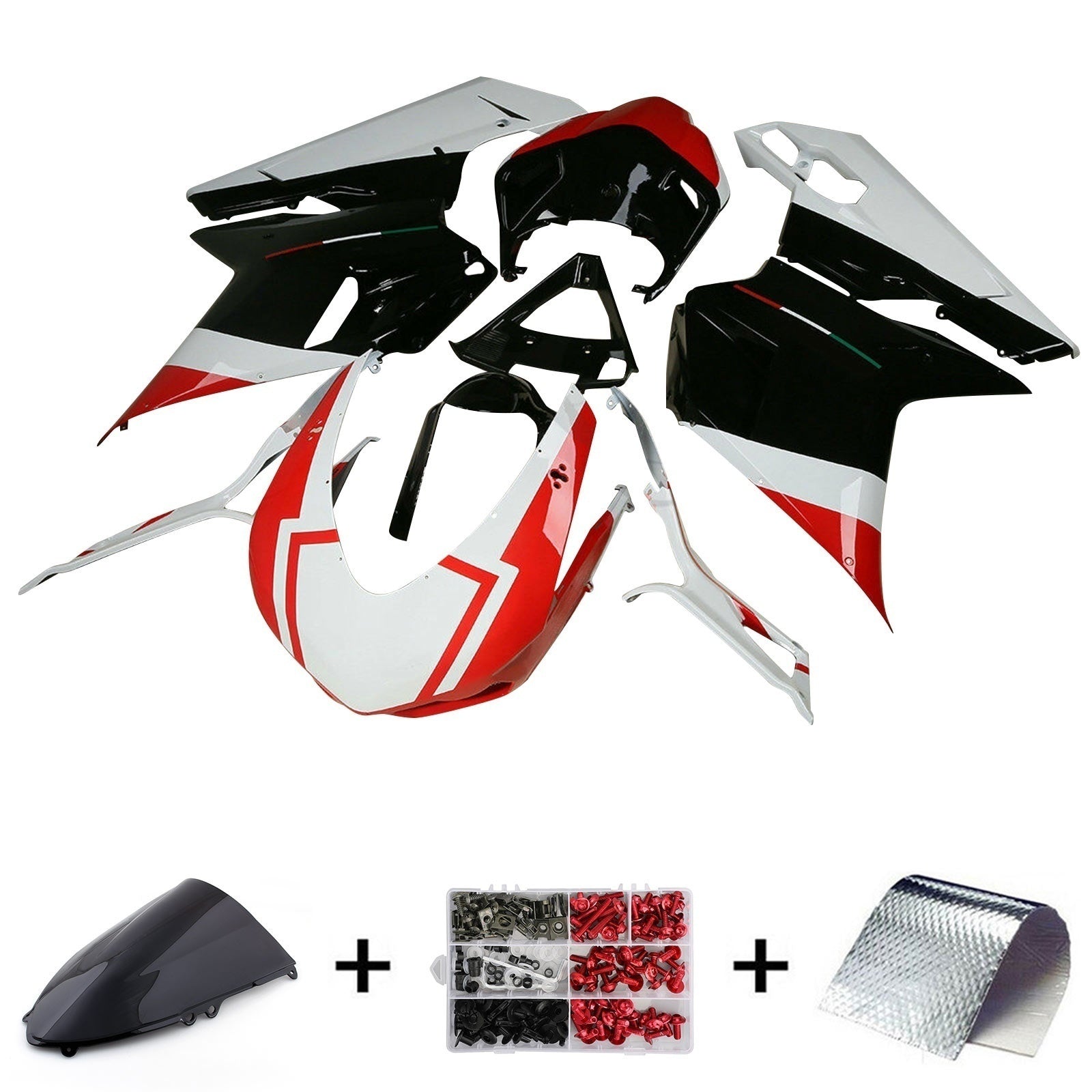 Amotopart Carénage Carrosserie Kit Pour DUCATI 1098 848 1198 2007-2012 2008 2009 Rouge Blanc Générique