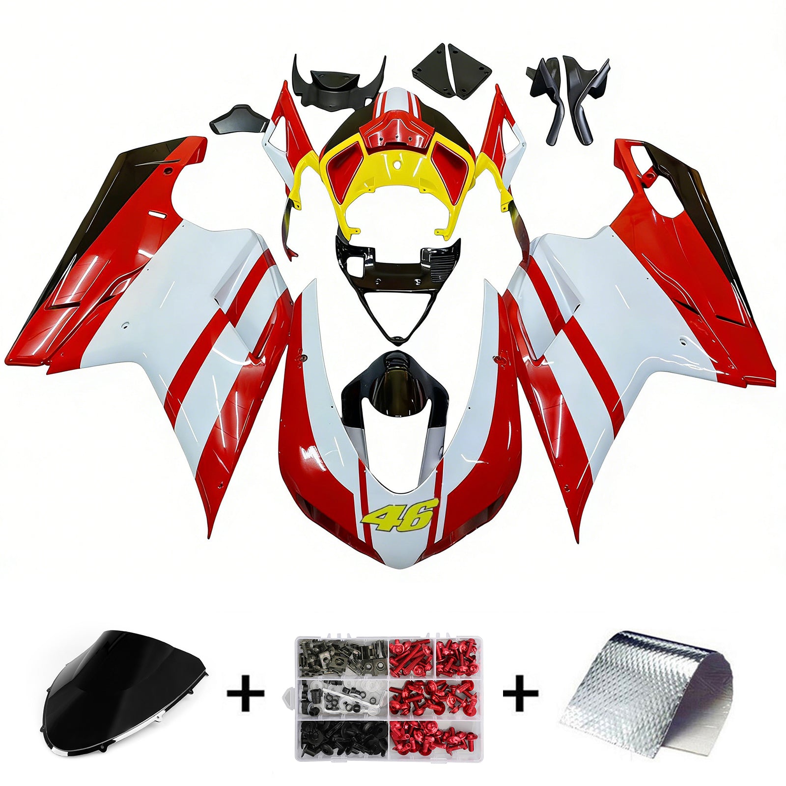 Amotopart Carénage Kit ABS para Ducati 1098 1198 848 2007-2011 Genérico