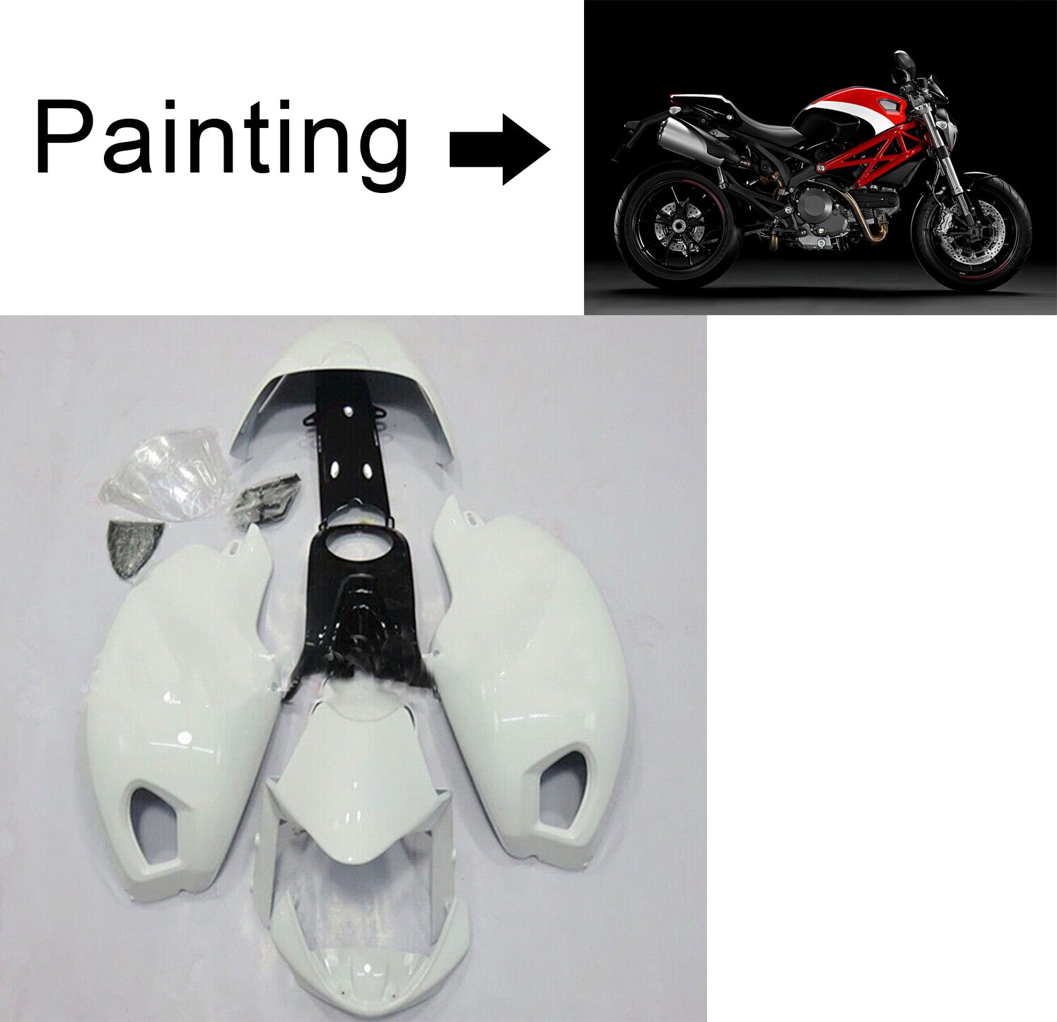 Amotopart Ducati Monster 696 796 1100 S EVO toutes les années Carénage Kit Carrosserie