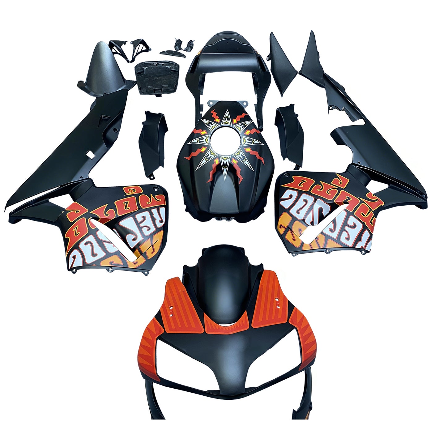 Amotopart Carene 2003-2004 Honda CBR 600 RR Nero Opaco Valentino Rossi Moto Generic