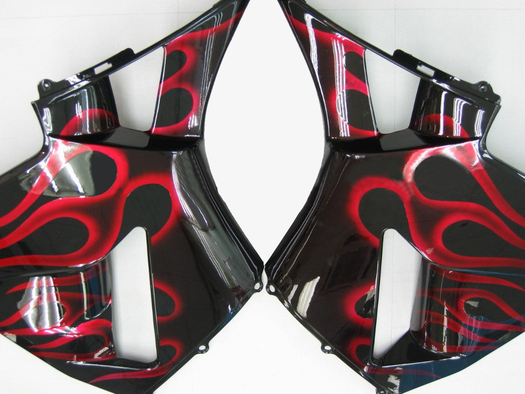 Amotopart stroomlijnkappen 2003-2004 Honda CBR 600 RR zwart en rode vlam generiek