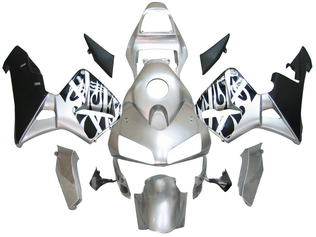 Amotopart stroomlijnkappen 2003-2004 Honda CBR 600 RR zilver en zwarte vlam generiek