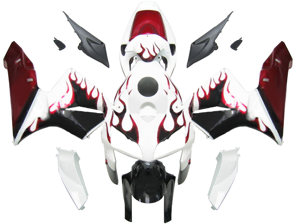 Amotopart stroomlijnkappen 2005-2006 Honda CBR 600 RR wit zwart en rood vlam generiek