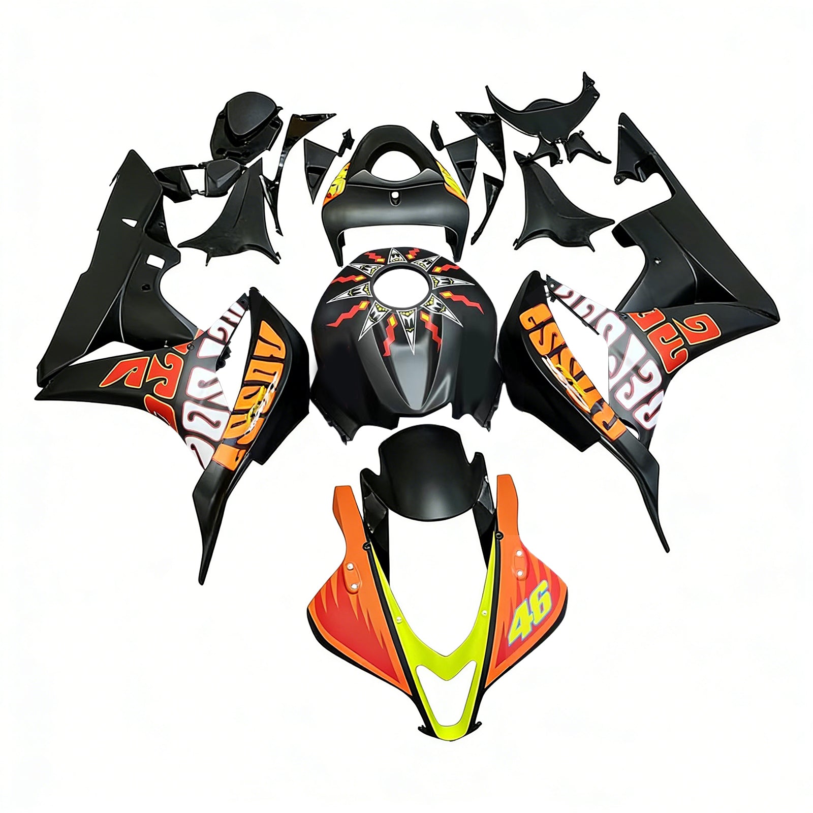 Carénages Amotopart 2007-2008 Honda CBR 600 RR Noir Valentino Rossi Generic