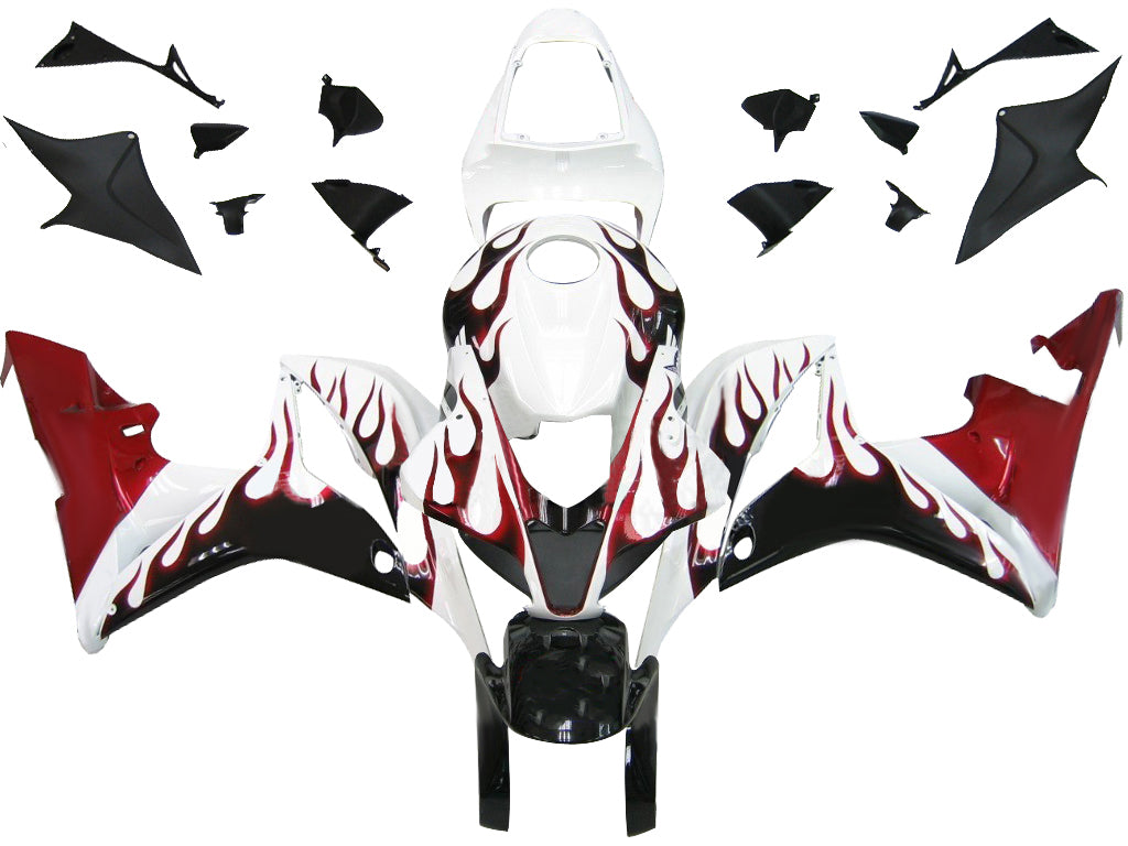 Amotopart stroomlijnkappen 2007-2008 Honda CBR 600 RR wit zwart en vlamrood CBR generiek