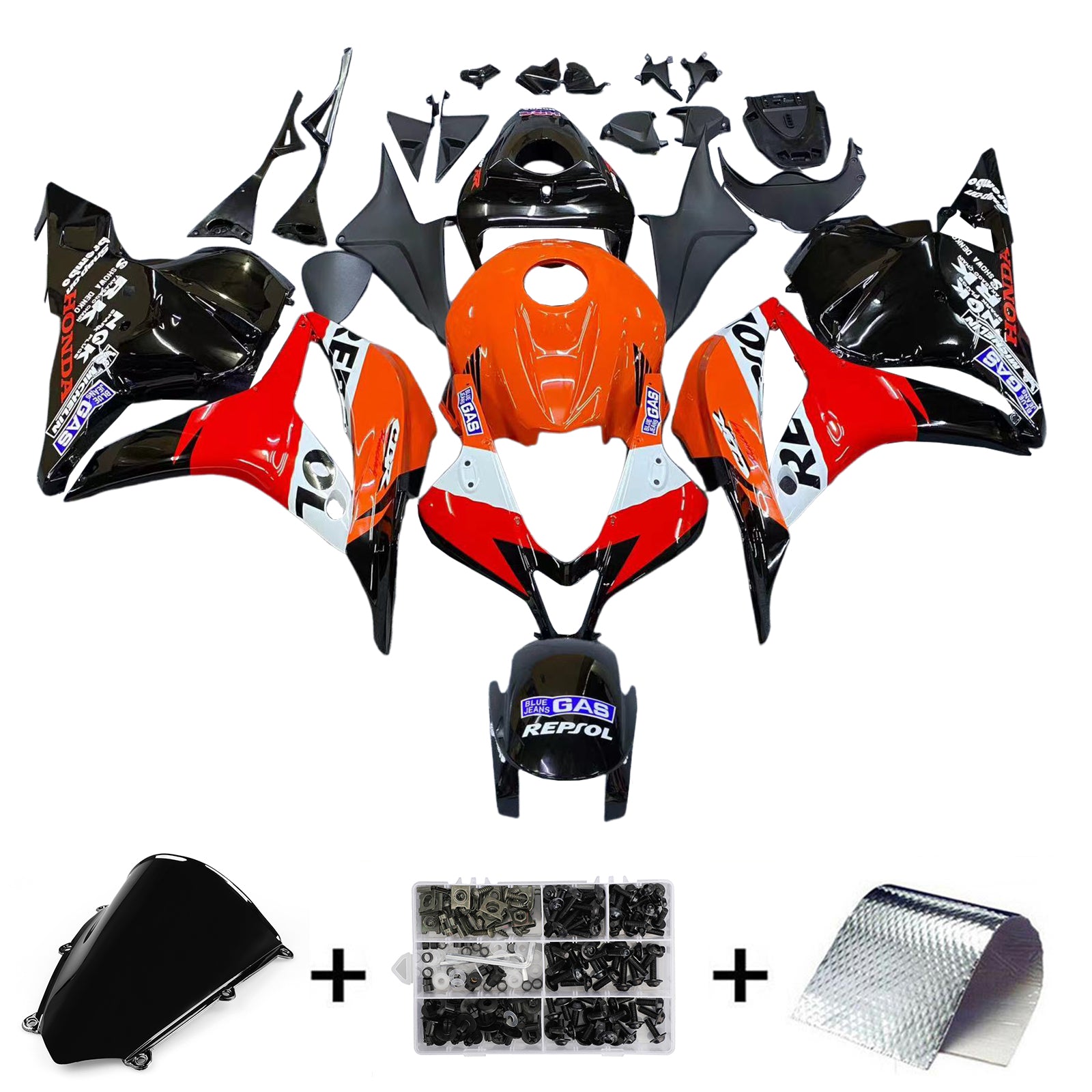 Carénages Amotopart 2009-2012 Honda CBR 600 RR Noir &amp; Orange Repsol Generic