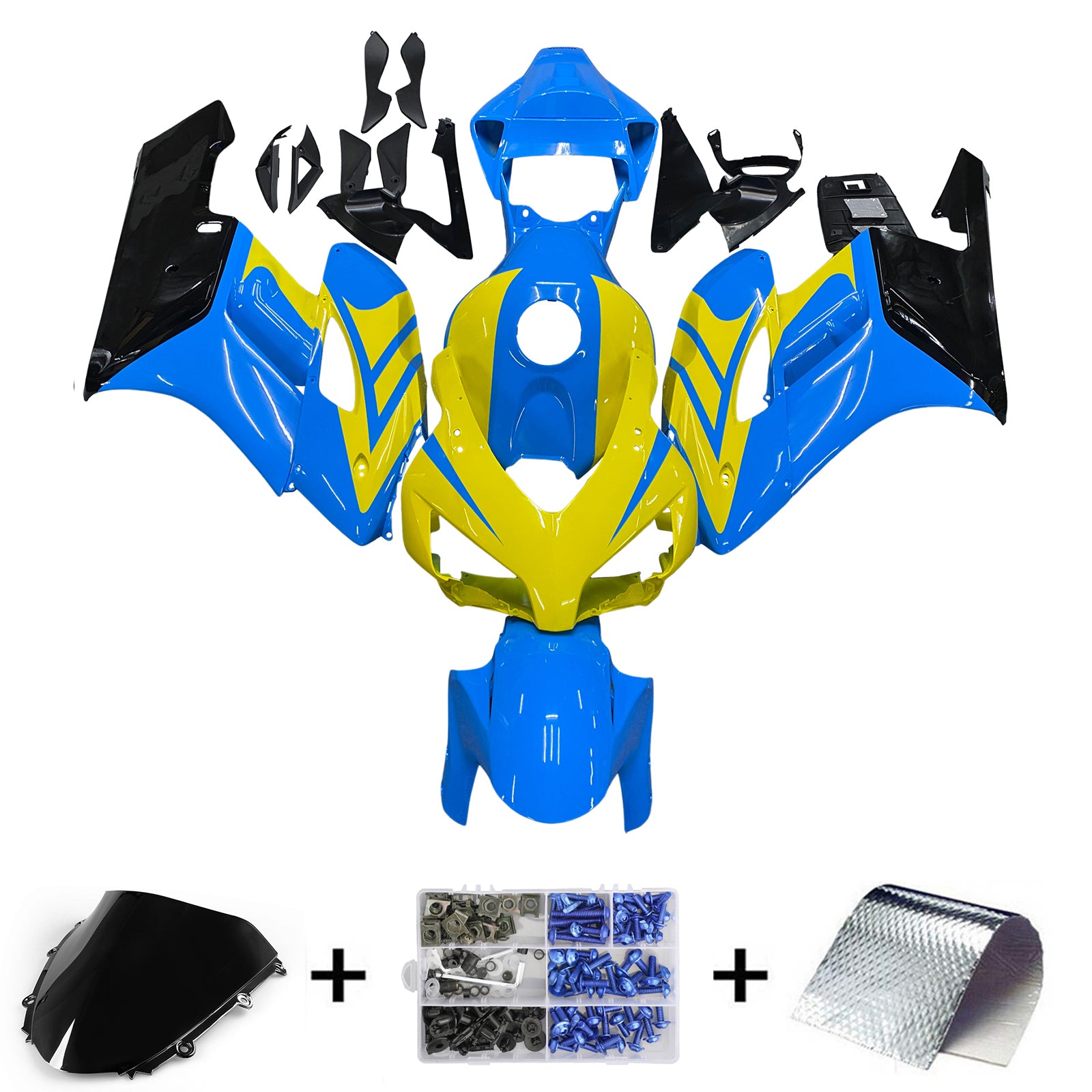 Amotopart Stroomlijnkappen 2004-2005 Honda CBR 1000 RR Blauw Geel CBR Generiek