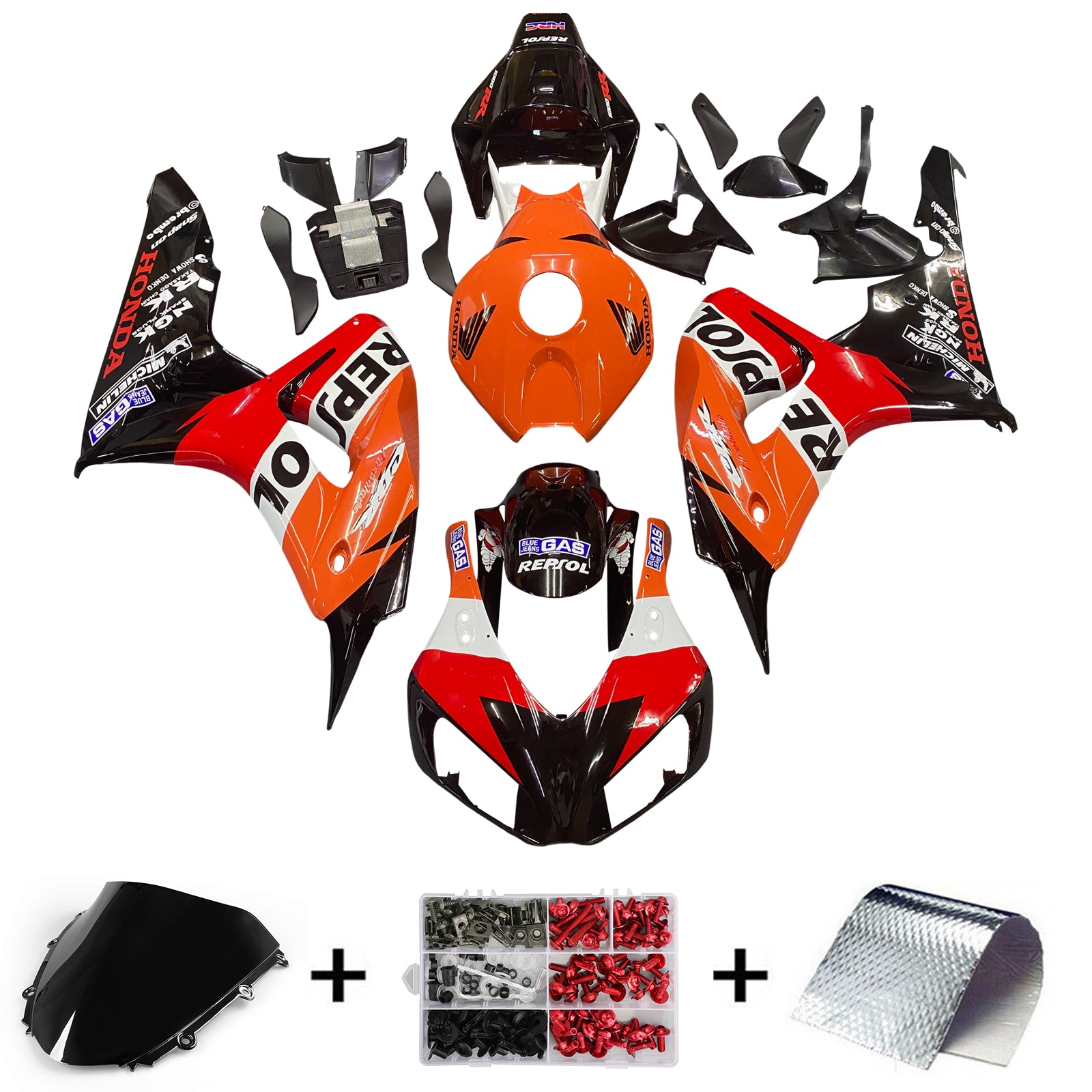 Amotopart Honda CBR1000RR 2006-2007 Kit Carénage Carrosserie Plastique ABS