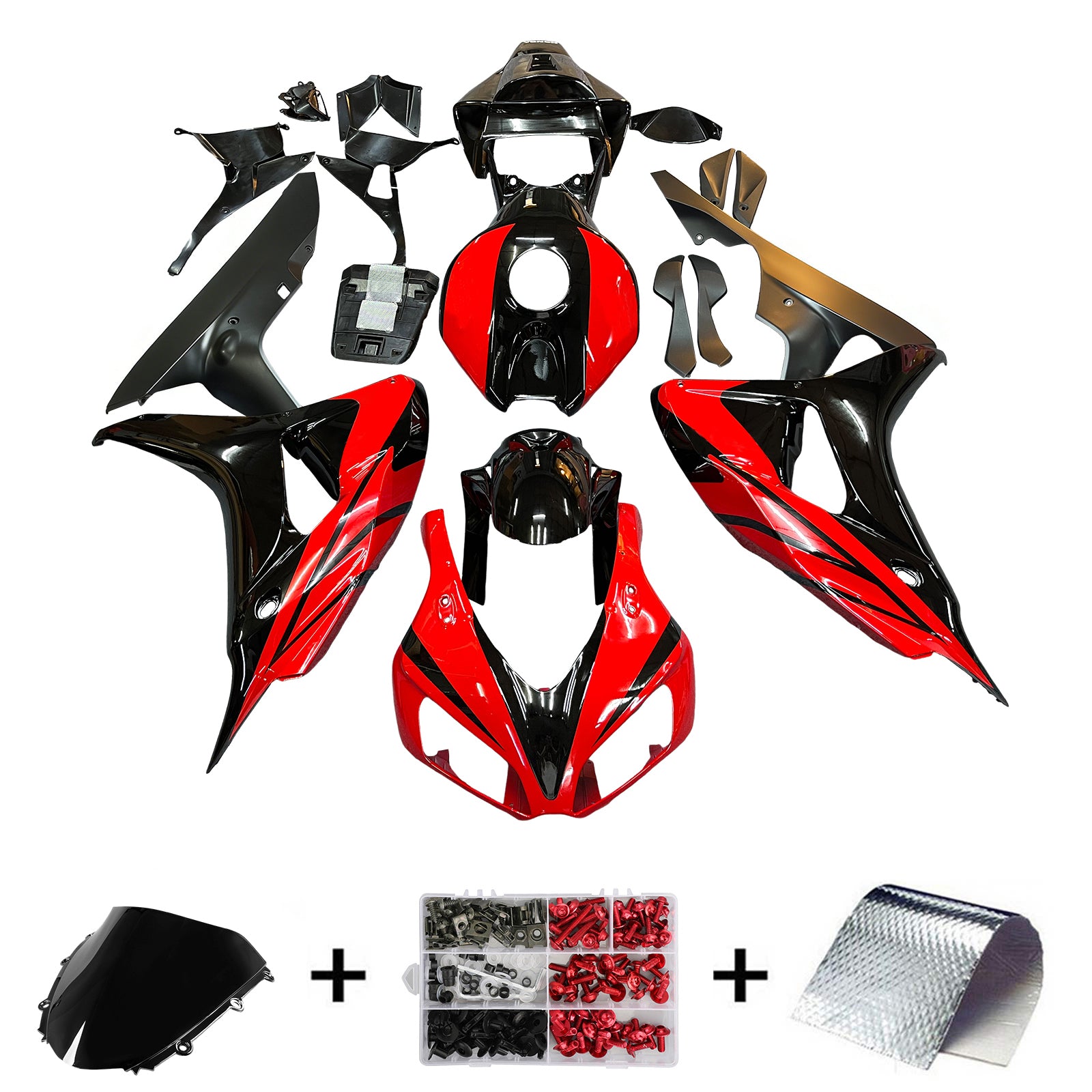 Carene Amotopart 2006-2007 Honda CBR 1000 RR Nero e Rosso CBR Generico