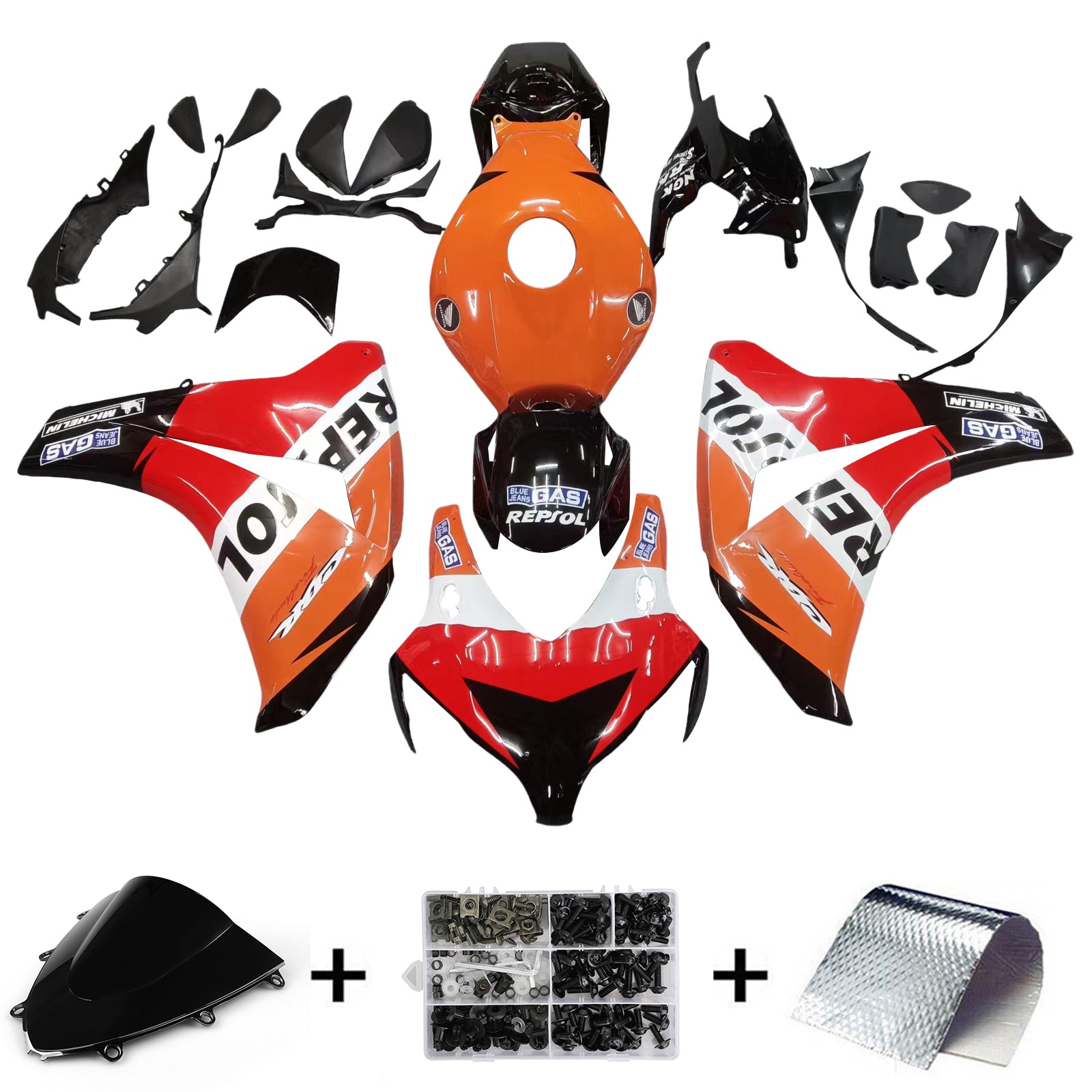 Carenados Amotopart 2008-2011 Honda CBR 1000 RR Negro Naranja Repsol Genérico