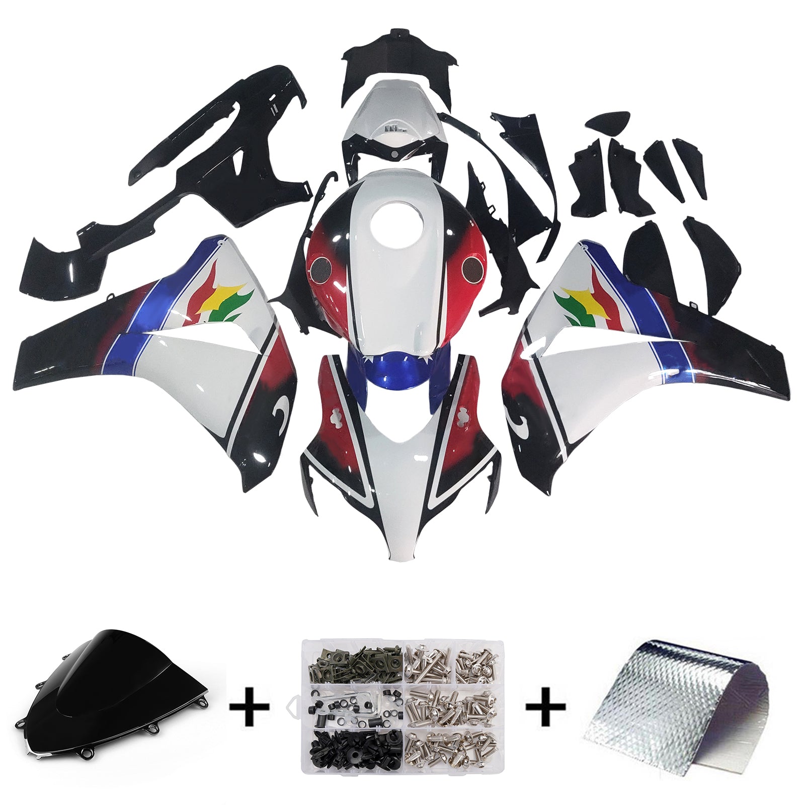 Amotopart stroomlijnkappen 2008-2011 Honda CBR 1000 RR Veelkleurig Eurobet Generiek