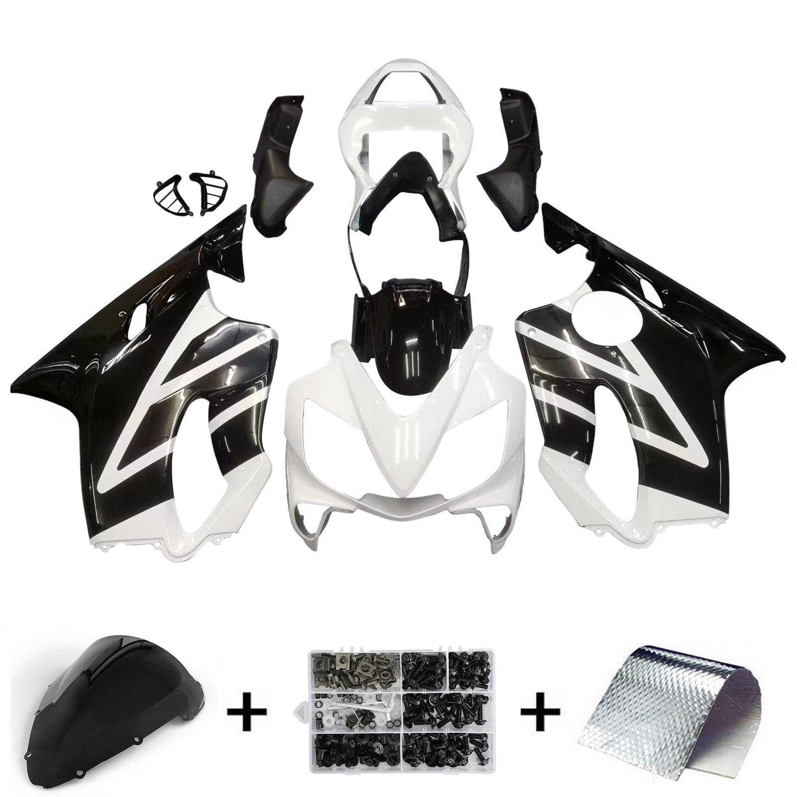 Amotopart stroomlijnkappen 2001-2003 Honda CBR600 F4i zwart-wit F4i generiek