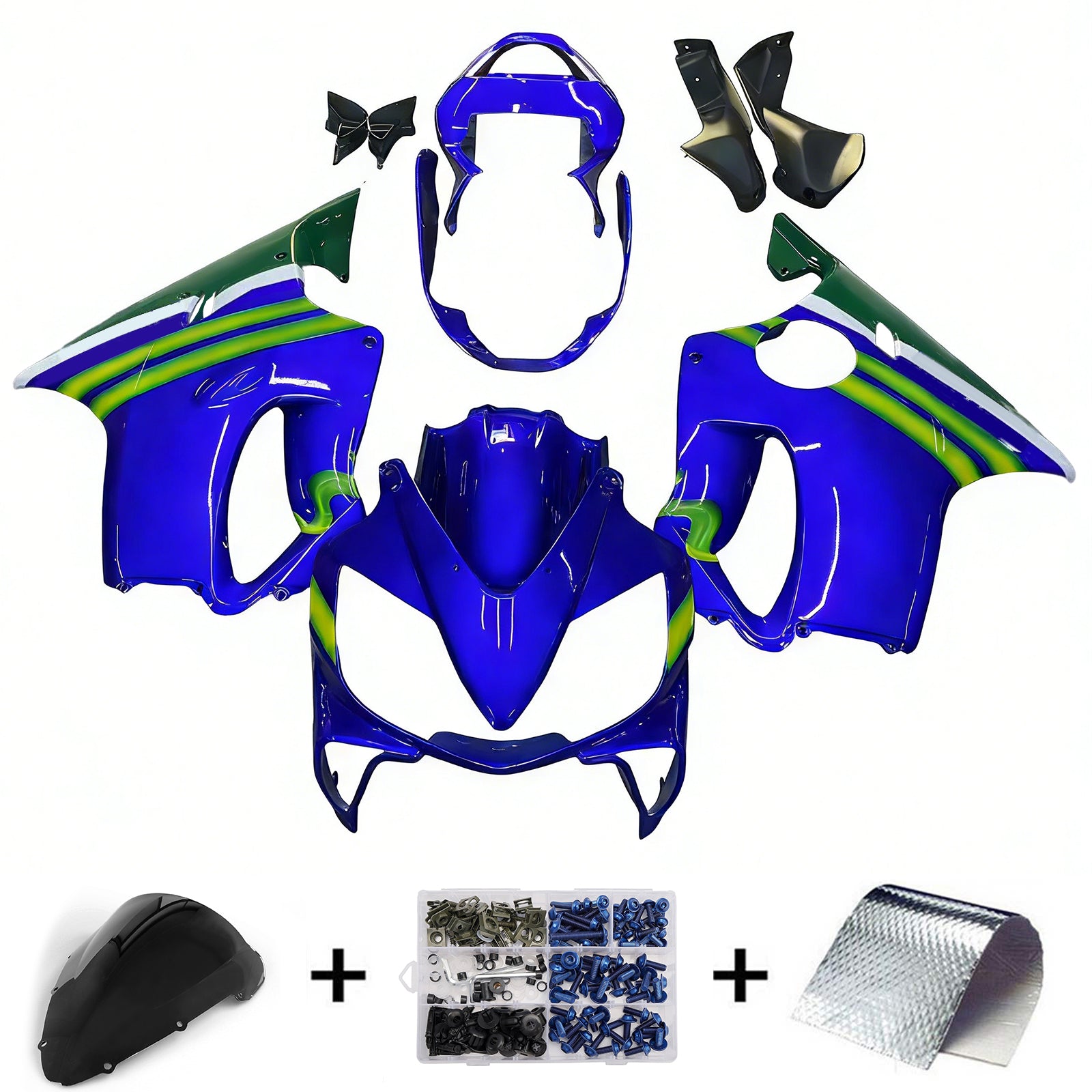 Amotopart stroomlijnkappen 2001-2003 Honda CBR 600 F4i blauw en groen Movistar Generiek