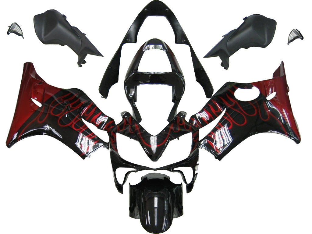 Carénages Amotopart 2001-2003 Honda CBR 600 F4i Black &amp; Red Flame Generic