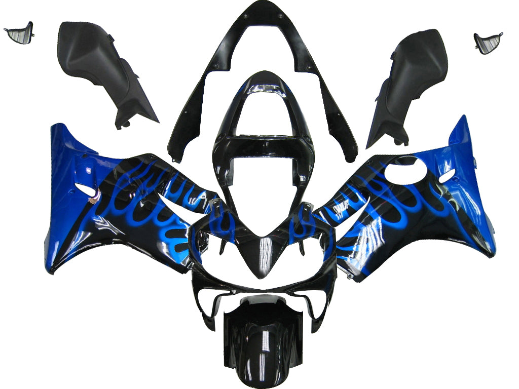 Amotopart stroomlijnkappen 2001-2003 Honda CBR 600 F4i zwart en blauwe vlam generiek