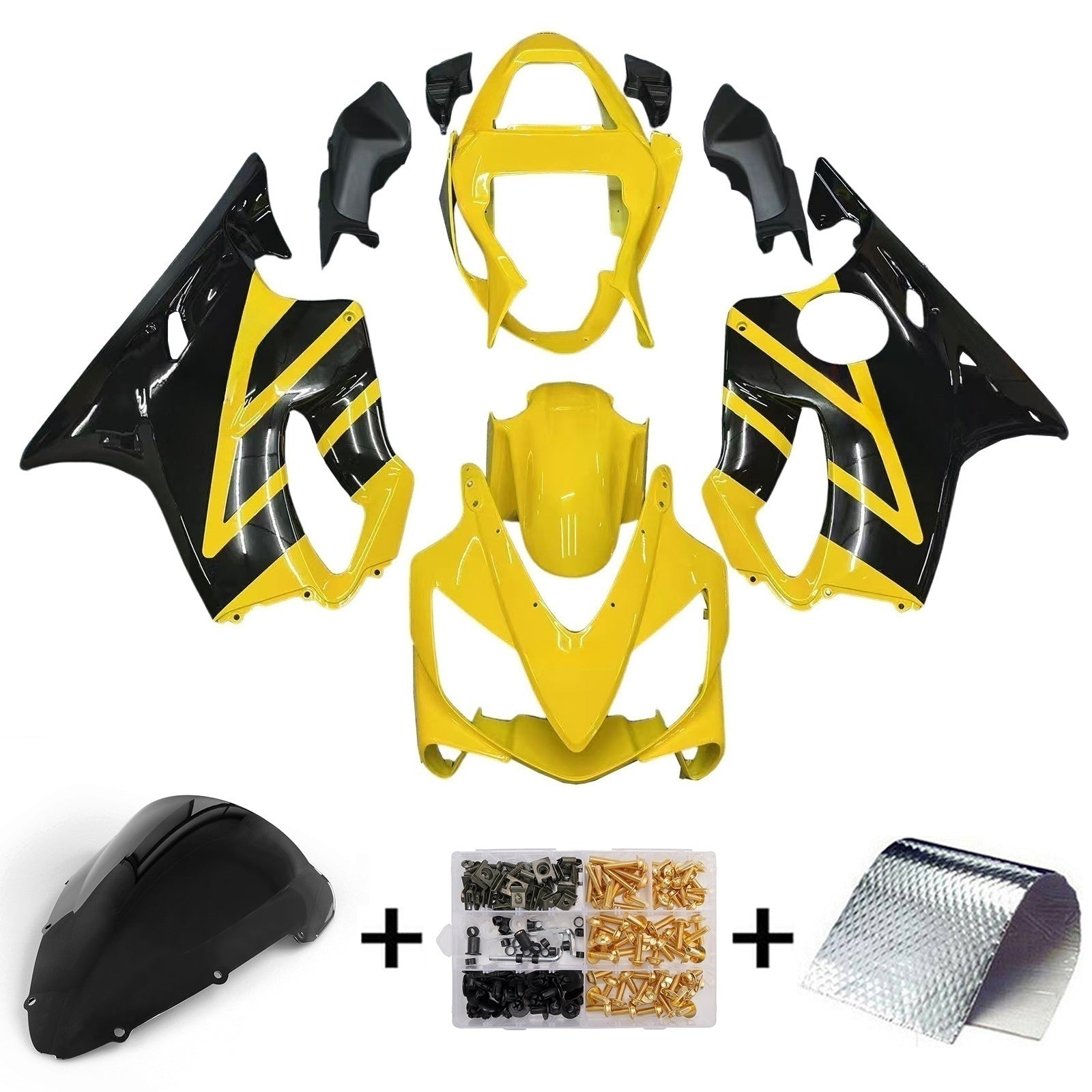 Amotopart stroomlijnkappen 2001-2003 Honda CBR 600 F4i geel en zwart F4i generiek