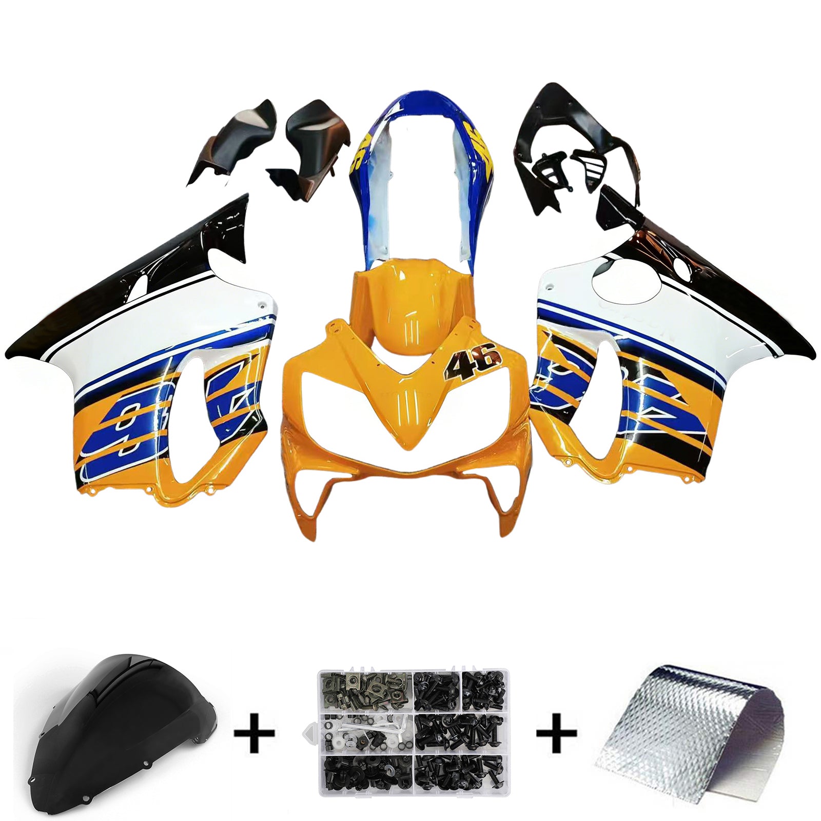 Amotopart stroomlijnkappen 2004-2007 Honda CBR 600 F4i Veelkleurig No.46 Azzurro Generiek