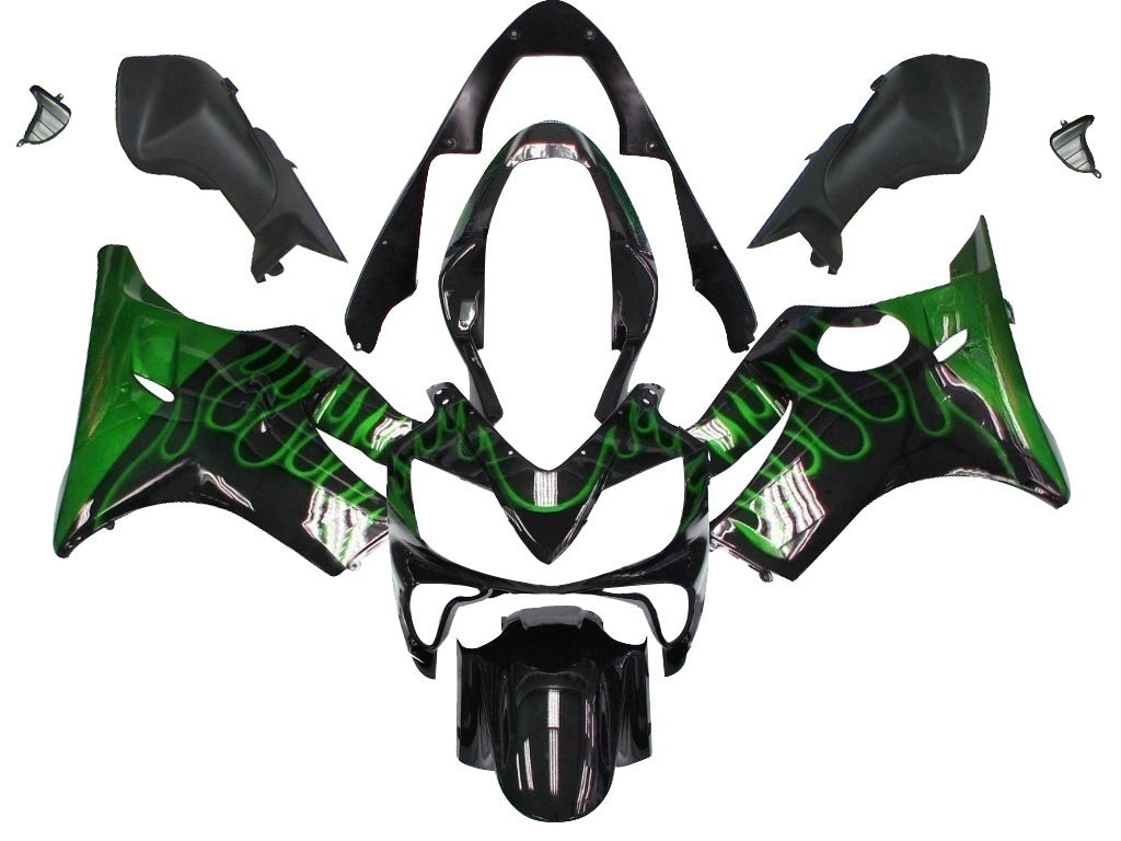 Amotopart stroomlijnkappen 2004-2007 Honda CBR 600 F4i zwart-groene vlam generiek