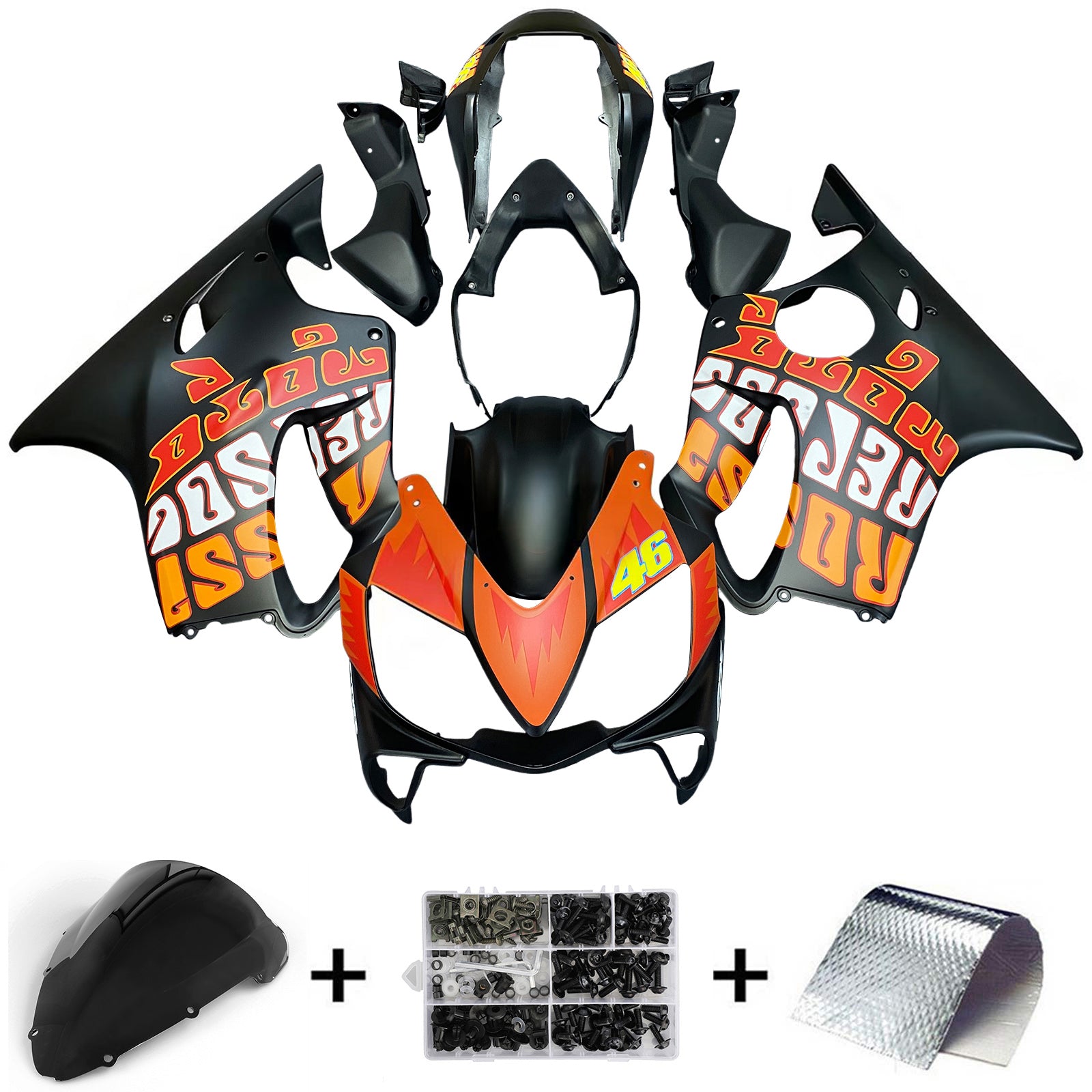 Carénages Amotopart 2004-2007 Honda CBR 600 F4i Noir Valentino Rossi Generic