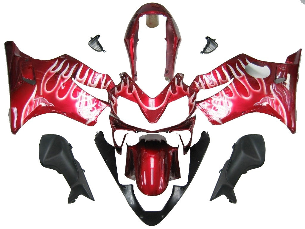 Amotopart stroomlijnkappen 2004-2007 Honda CBR 600 F4i Cherry Red & White Flame Generiek