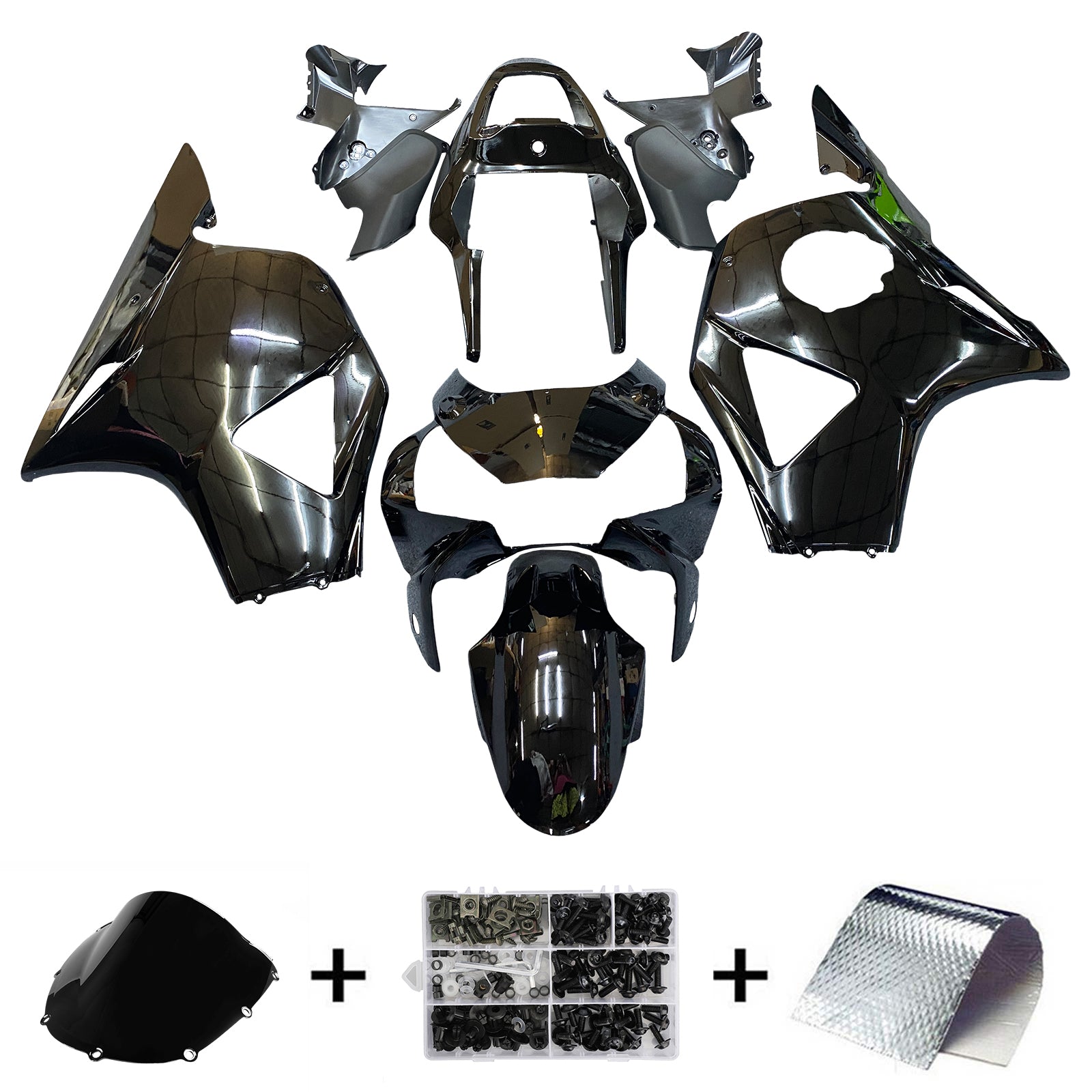 Amotopart stroomlijnkappen 2002-2003 Honda CBR 954 RR geheel zwart Honda generiek