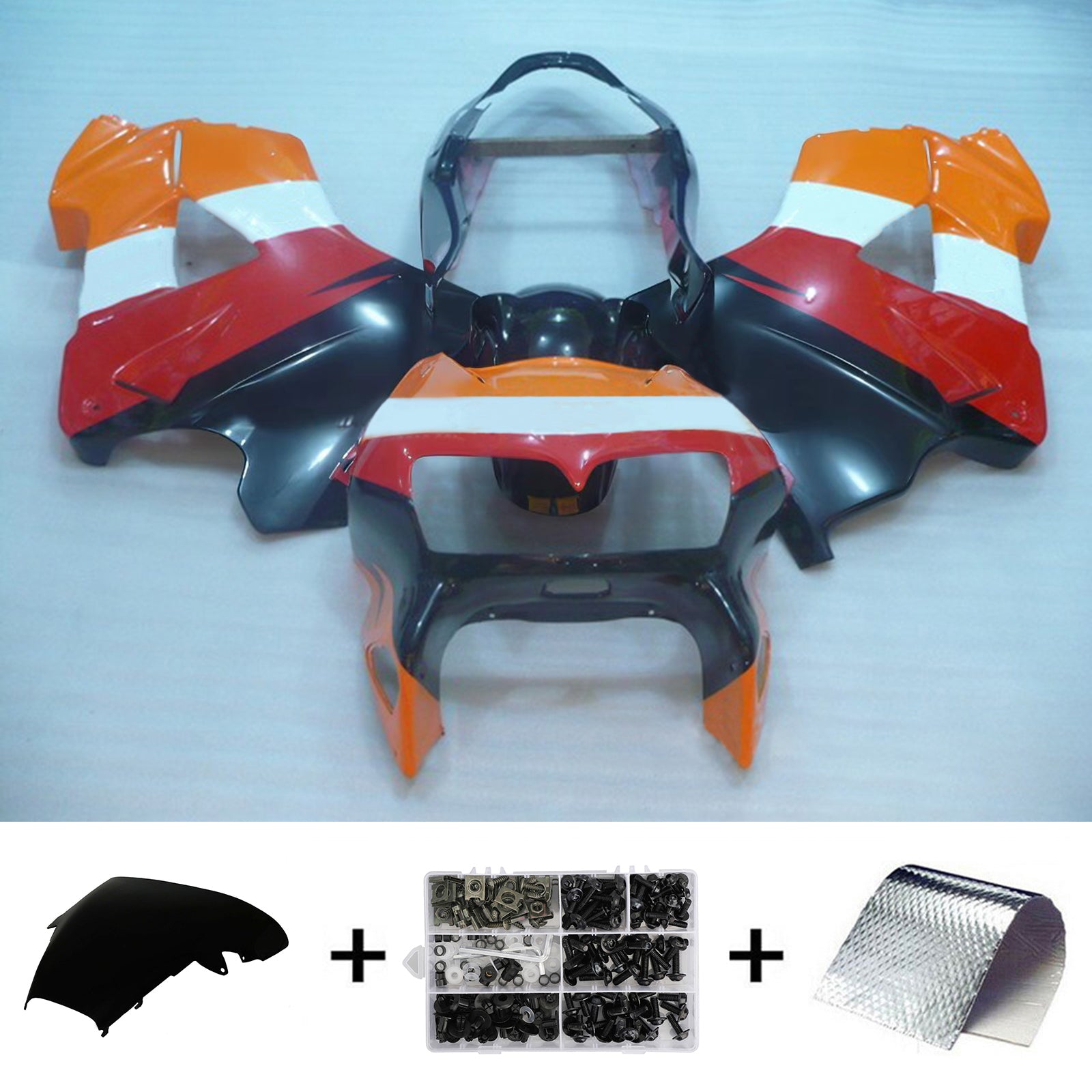 Amotopart Honda VFR800 1998-2001 Kit Carénage Carrosserie Plastique ABS