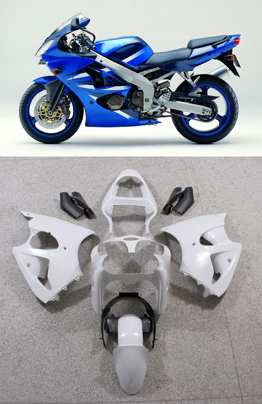 Kit de carénage Amotopart pour Kawasaki ZX6R 636 2000-2002 ZZR600 2005-2008