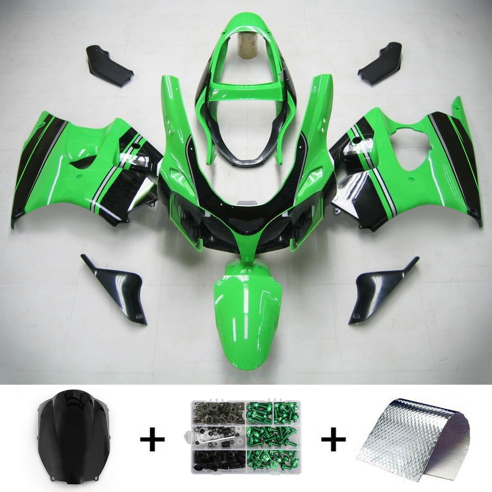 Kit de carénage Amotopart pour Kawasaki ZX6R 636 2000-2002 ZZR600 2005-2008