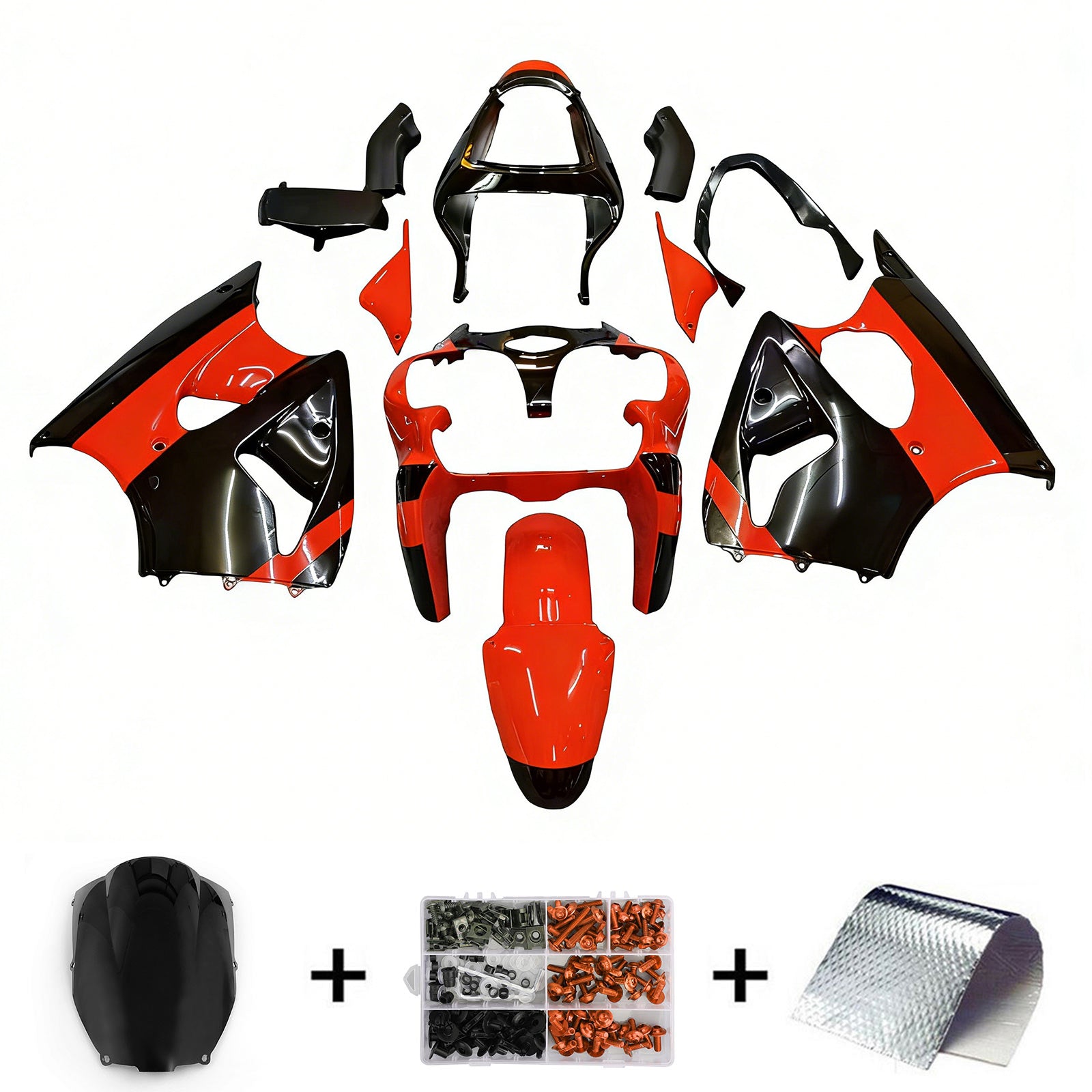 2000-2002 Kawasaki ZX6R 636, 2005-2008 ZZR600 päällirakenteen ruiskutussuojasarja