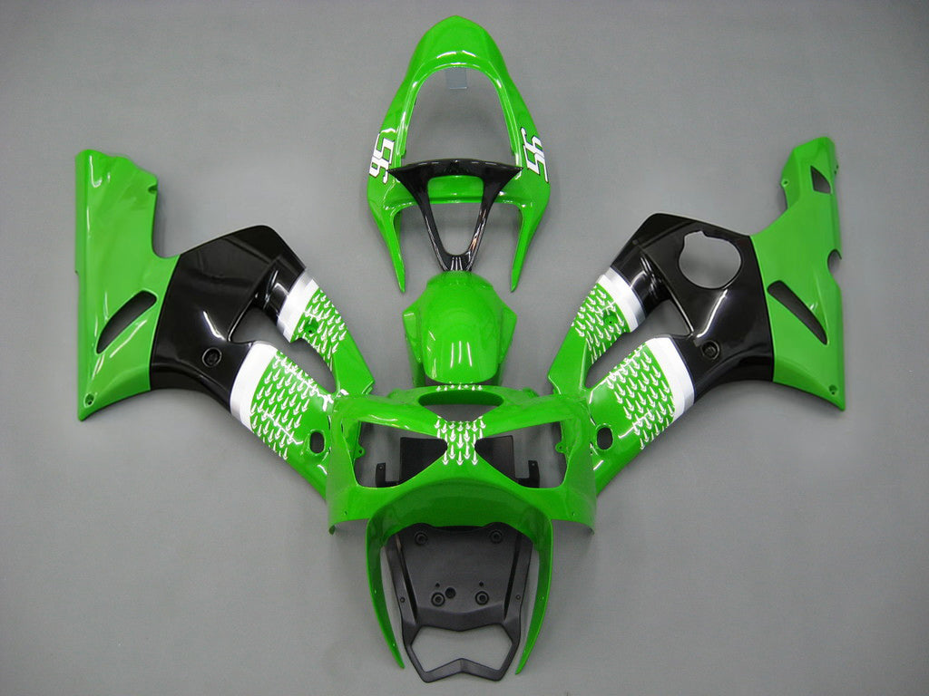 Carénages Amotopart 2003-2004 Kawasaki ZX6R 636 Vert Noir No.56 ELF Générique