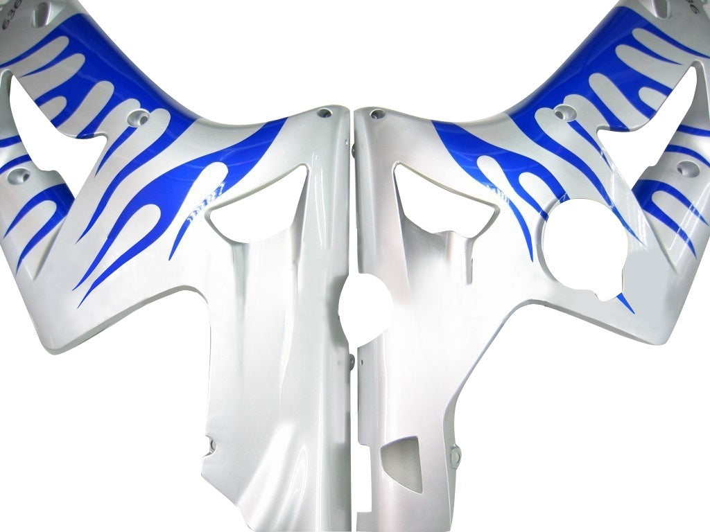 Carénages Amotopart 2003-2004 Kawasaki ZX6R 636 Silver &amp; Blue Flame Ninja Generic
