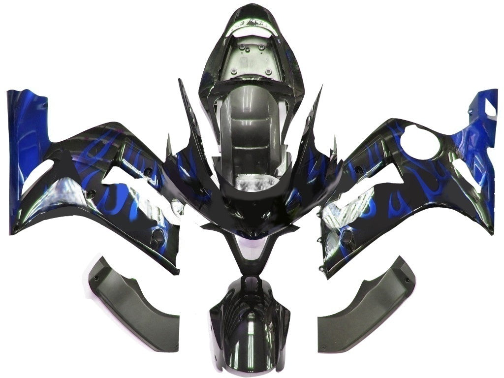 Owiewki Amotopart 2003-2004 Kawasaki ZX6R 636 Black & Blue Flame Ninja Generic