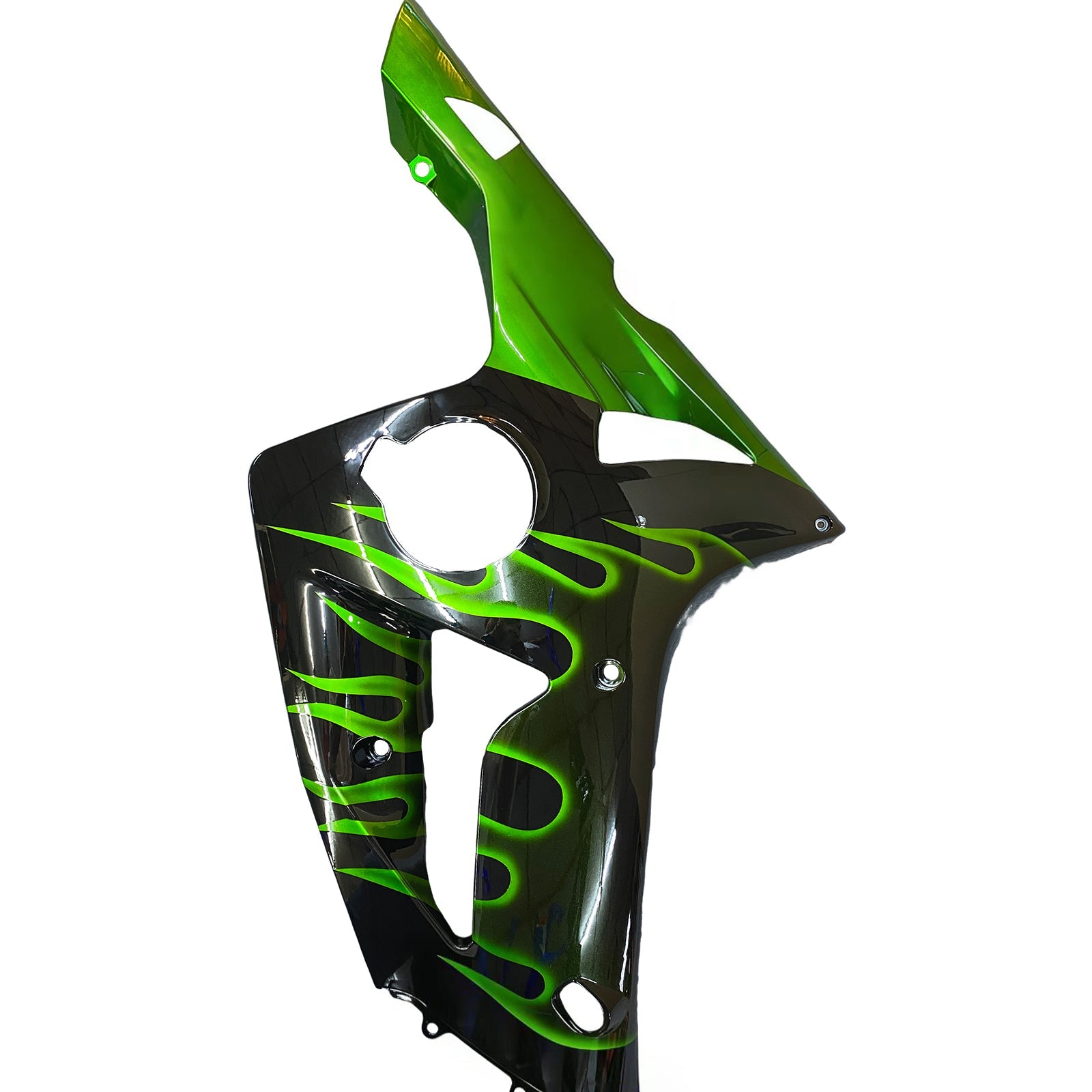 Carénages Amotopart 2003-2004 Kawasaki ZX6R 636 Black &amp; Green Flame Ninja Generic
