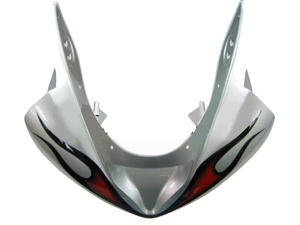 Carénages Amotopart 2003-2004 Kawasaki ZX6R 636 Silver &amp; Red Flame Ninja Generic