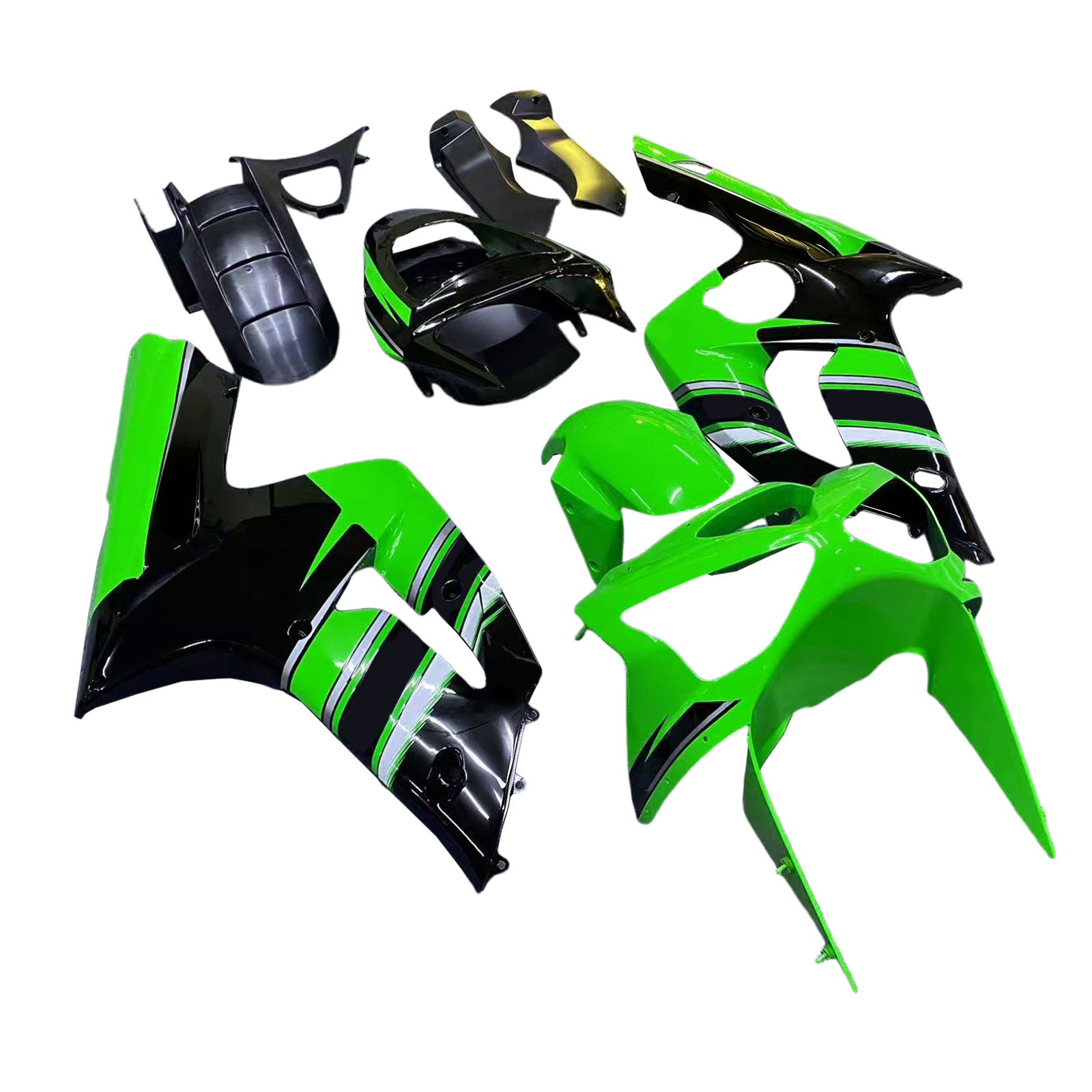 Amotopart Kawasaki ZX6R 636 2003-2004 Kit Carénage Carrosserie Plastique ABS