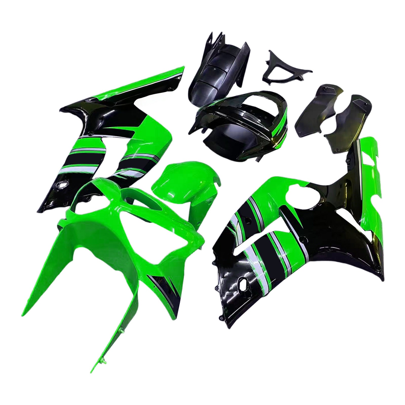 Amotopart Kawasaki ZX6R 636 2003-2004 Kit Carénage Carrosserie Plastique ABS