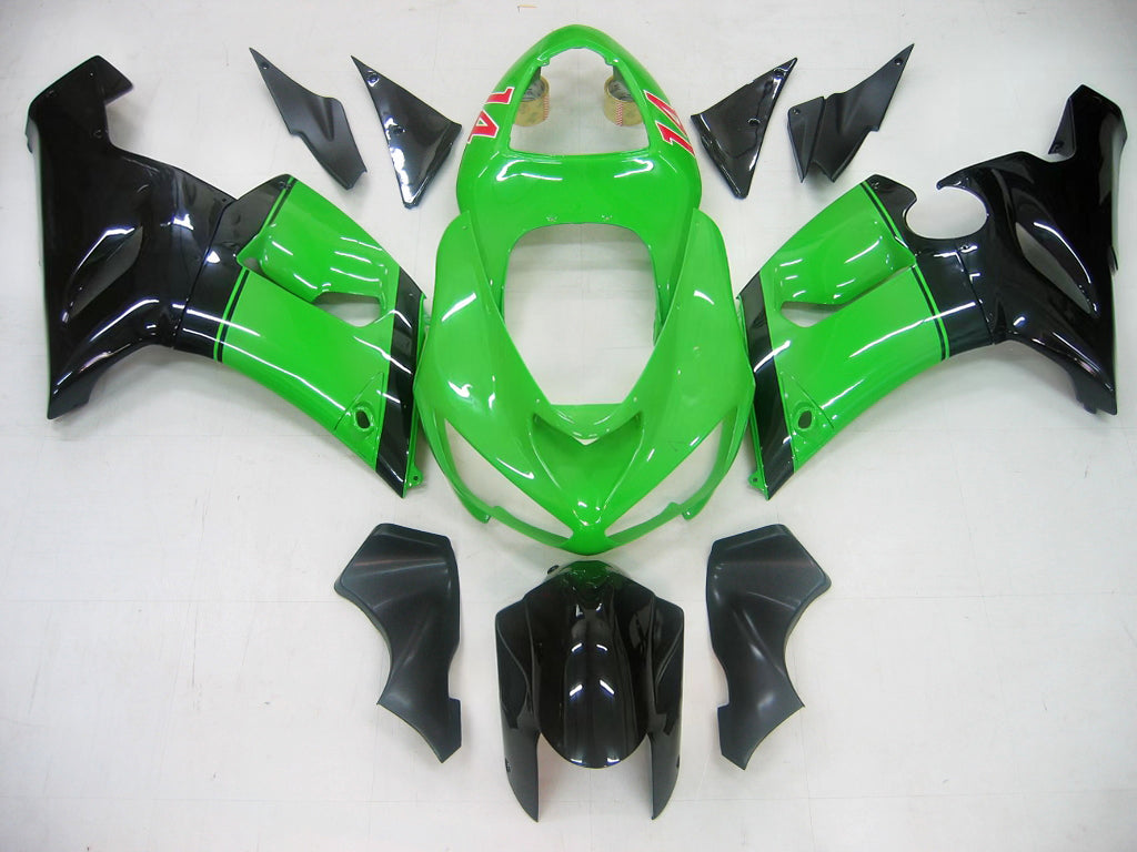 Amotopart Carénages 2005-2006 Kawasaki ZX6R 636 Vert Noir No.14 ZX6R Générique