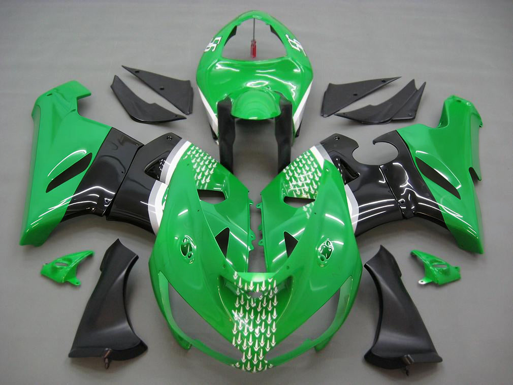 Carene Amotopart 2005-2006 Kawasaki ZX6R 636 Verde Nero No.56 Nakano Generico