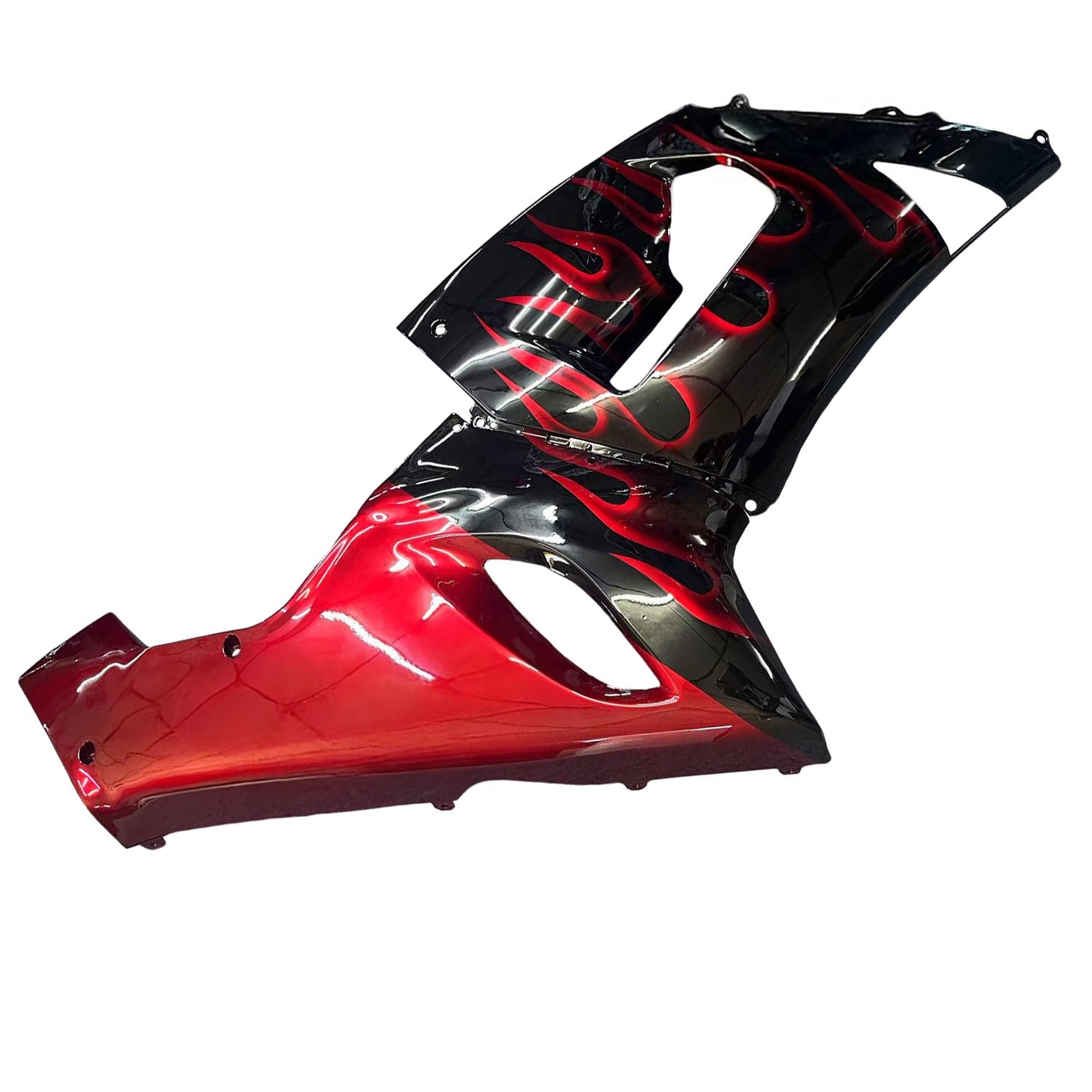 Carénages Amotopart 2005-2006 Kawasaki ZX6R 636 Black &amp; Red Flame Ninja Generic
