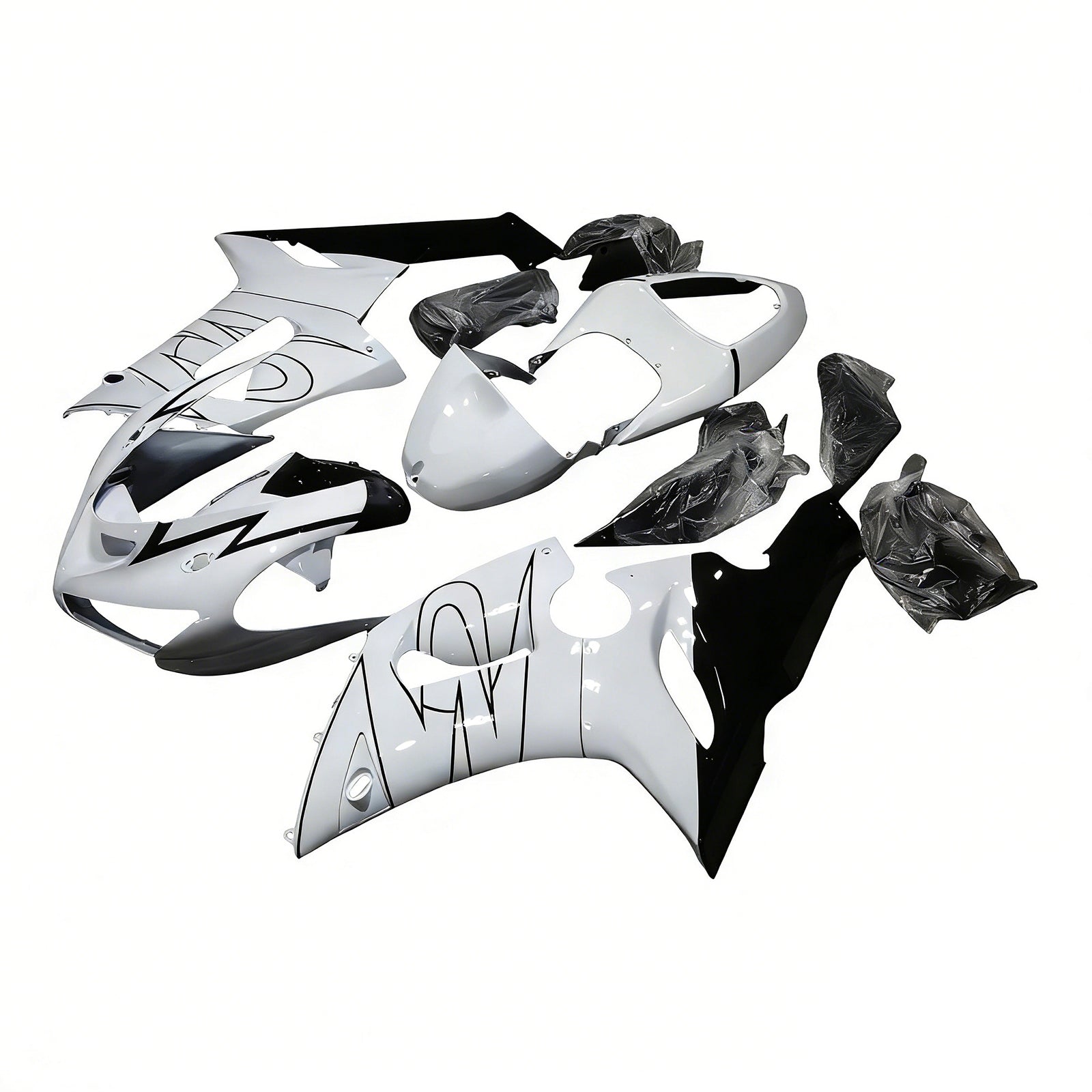 Carénages Amotopart 2005-2006 Kawasaki ZX6R 636 Blanc Noir Corona Generic