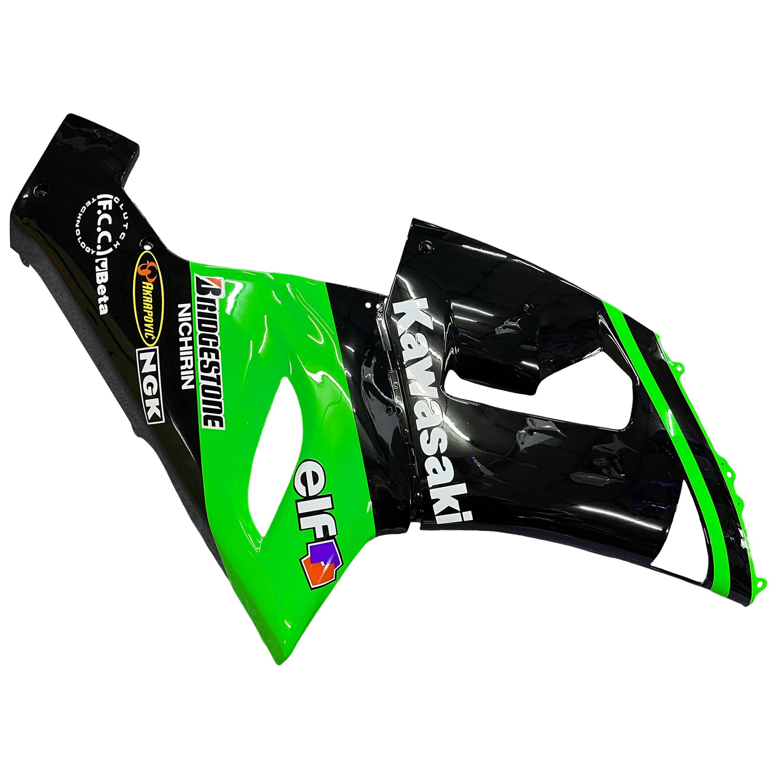 Carenados Amotopart 2005-2006 Kawasaki ZX6R 636 Verde Negro Kawasaki Genérico