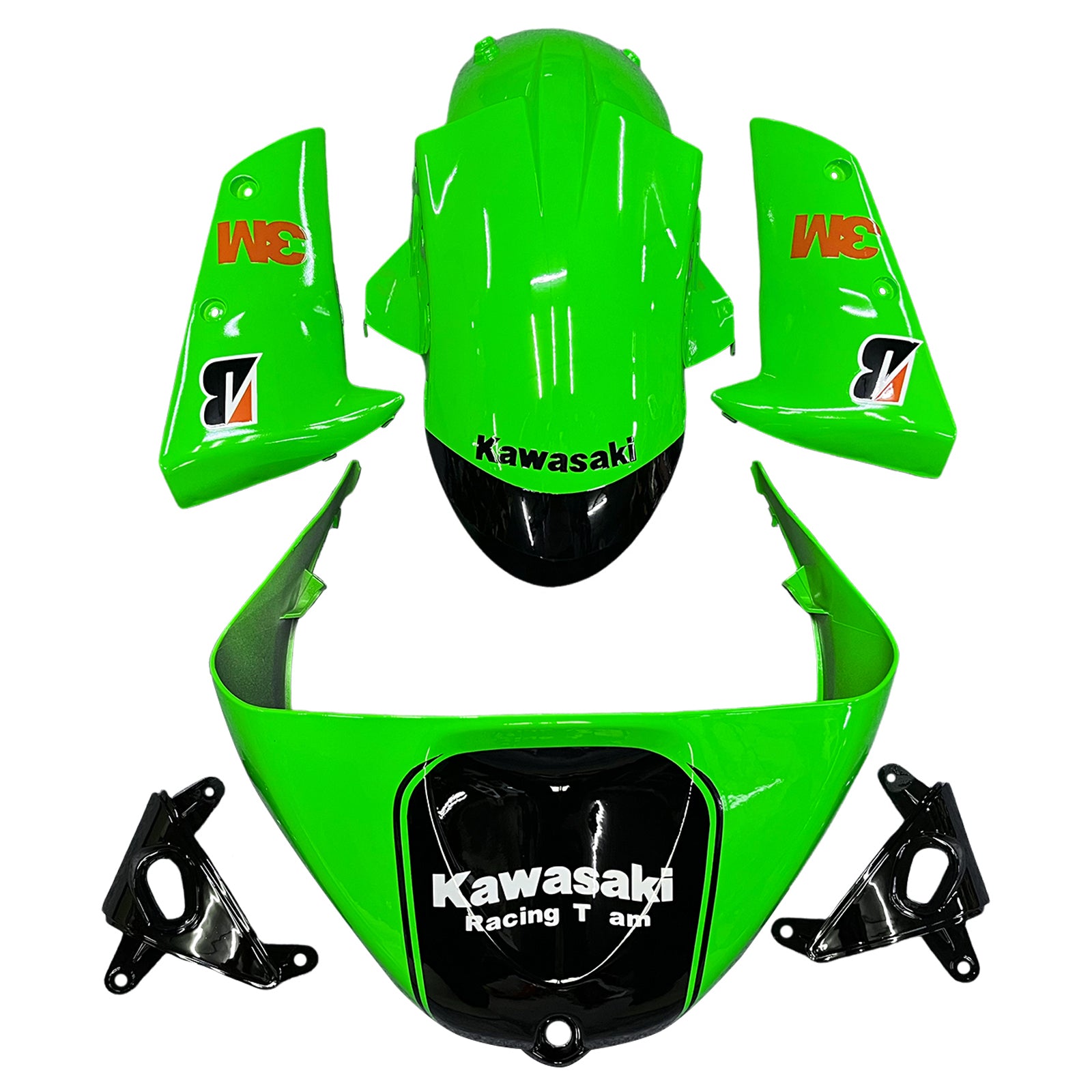 Carenados Amotopart 2005-2006 Kawasaki ZX6R 636 Verde Negro Kawasaki Genérico