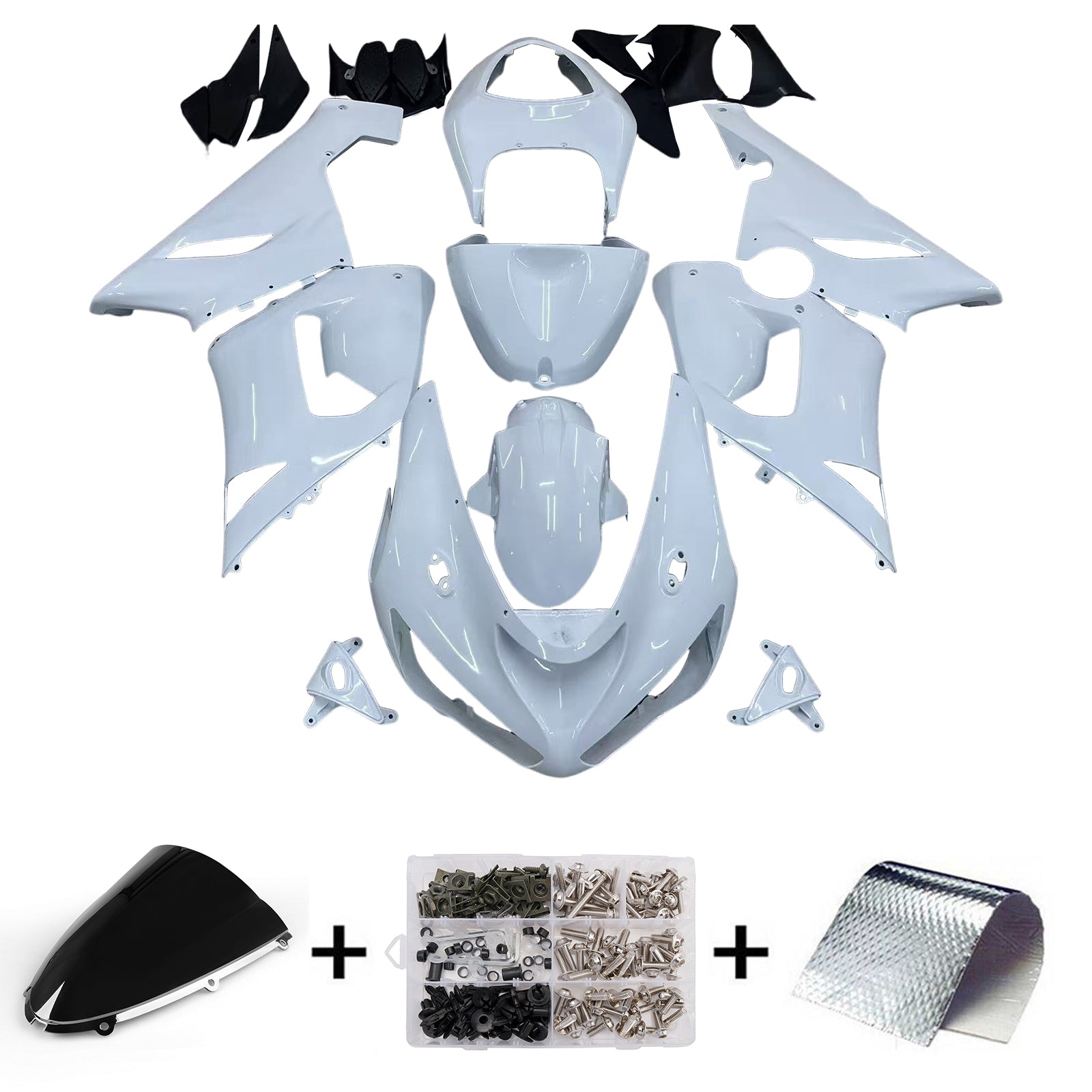 Carénages Amotopart 2005-2006 Kawasaki ZX6R 636 Blanc ZX6R Ninja Generic