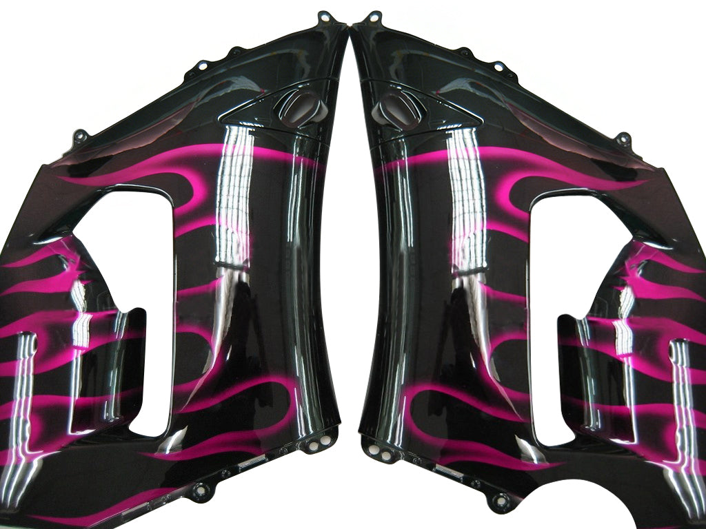 Carénages Amotopart 2005-2006 Kawasaki ZX6R 636 Black &amp; Purple Flame Ninja Generic