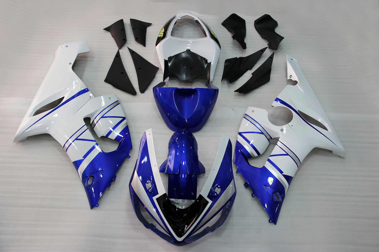 Carénages Amotopart 2005-2006 Kawasaki ZX6R ZX636 Bleu Blanc FIAT Generic