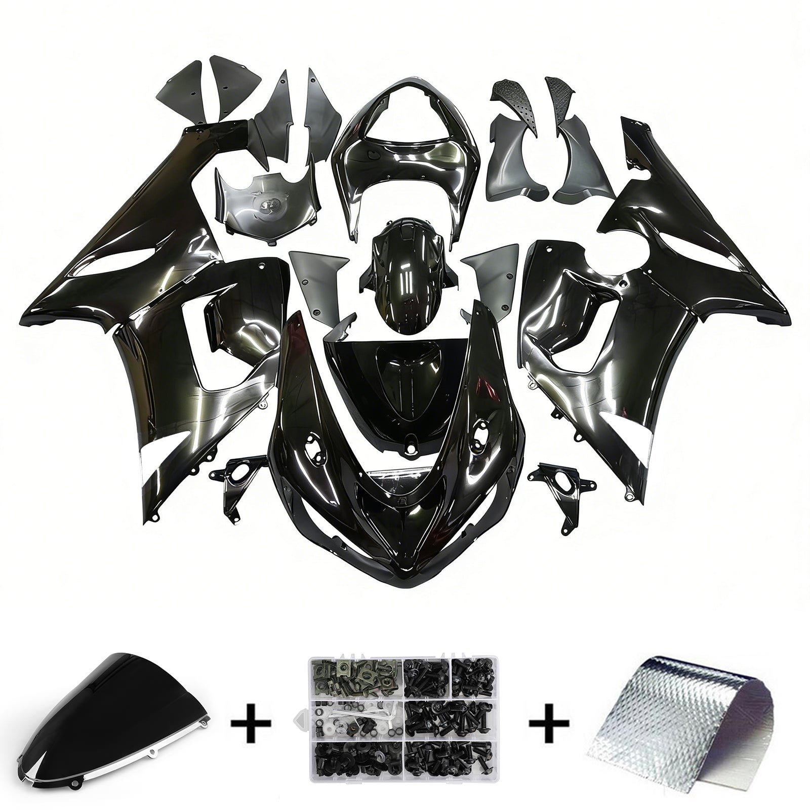 Amotopart Kawasaki ZX6R 636 2005-2006 Kit Carénage Carrosserie Plastique ABS